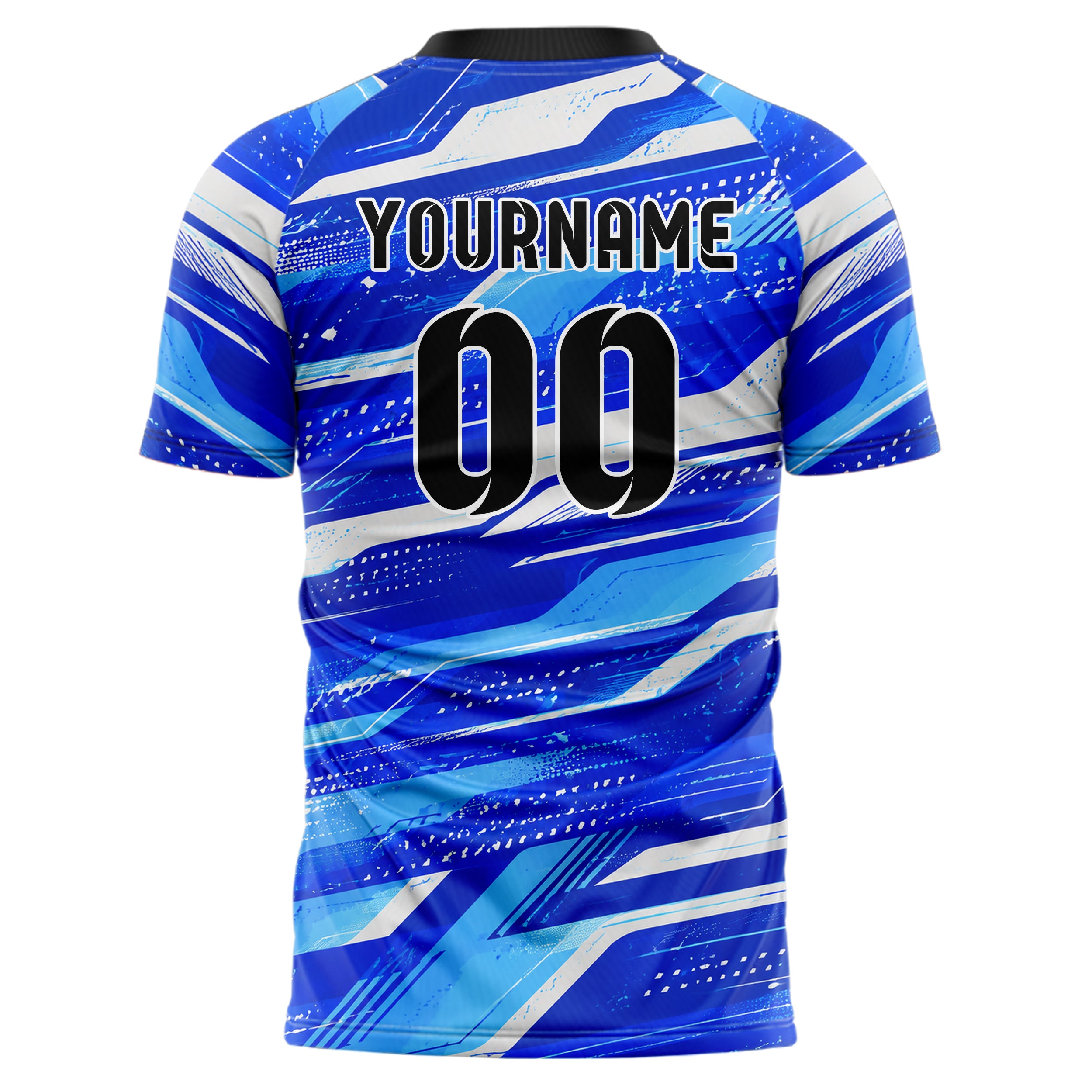Royalblau lebendiges abstrakte Linien Speckles Line Accents Design 12-0448 individuelles Fußballtrikot back