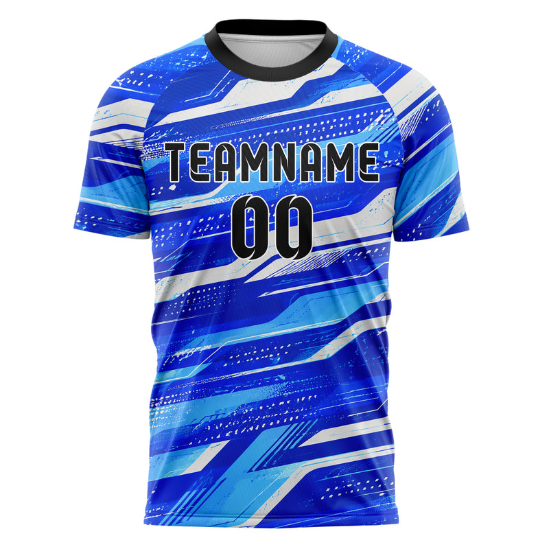 Royalblau lebendiges abstrakte Linien Speckles Line Accents Design 12-0448 individuelles Fußballtrikot front