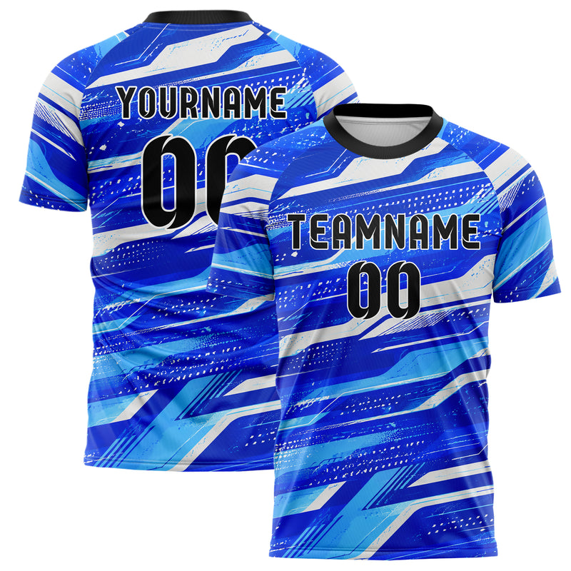 Royalblau lebendiges abstrakte Linien Speckles Line Accents Design 12-0448 individuelles Fußballtrikot main
