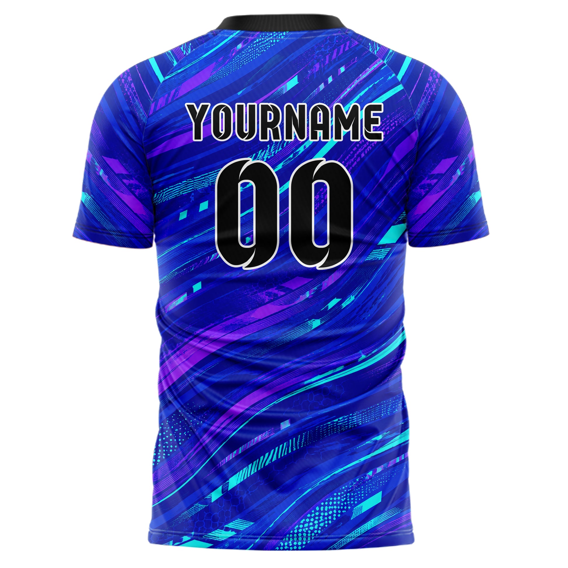Royalblau lebendiges abstrakte Linien wavy Parallel Curves Design 12-0446 individuelles Fußballtrikot back