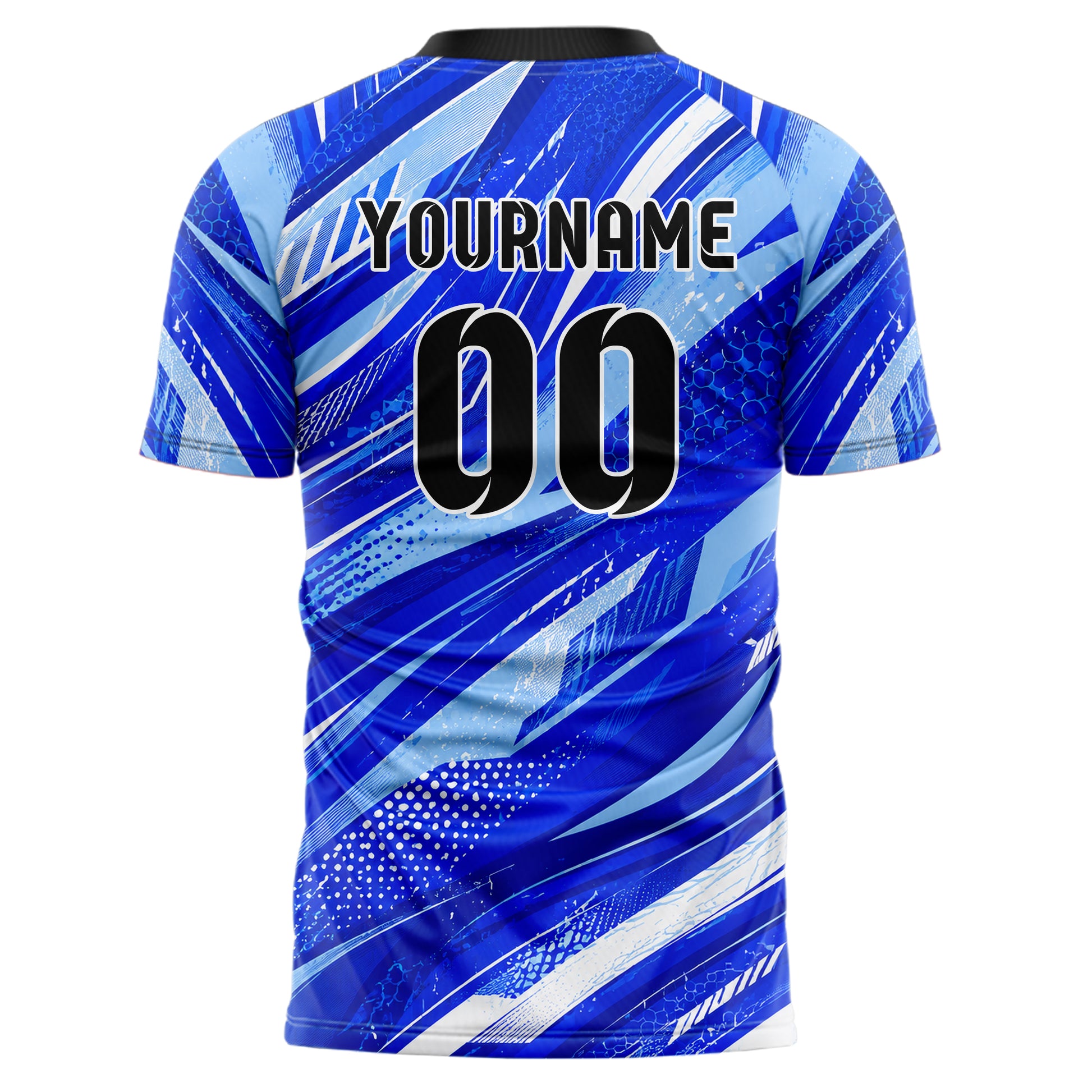 Royalblau lebendiges abstrakte Linien wavy Parallel Curves Design 12-0478 individuelles Fußballtrikot back