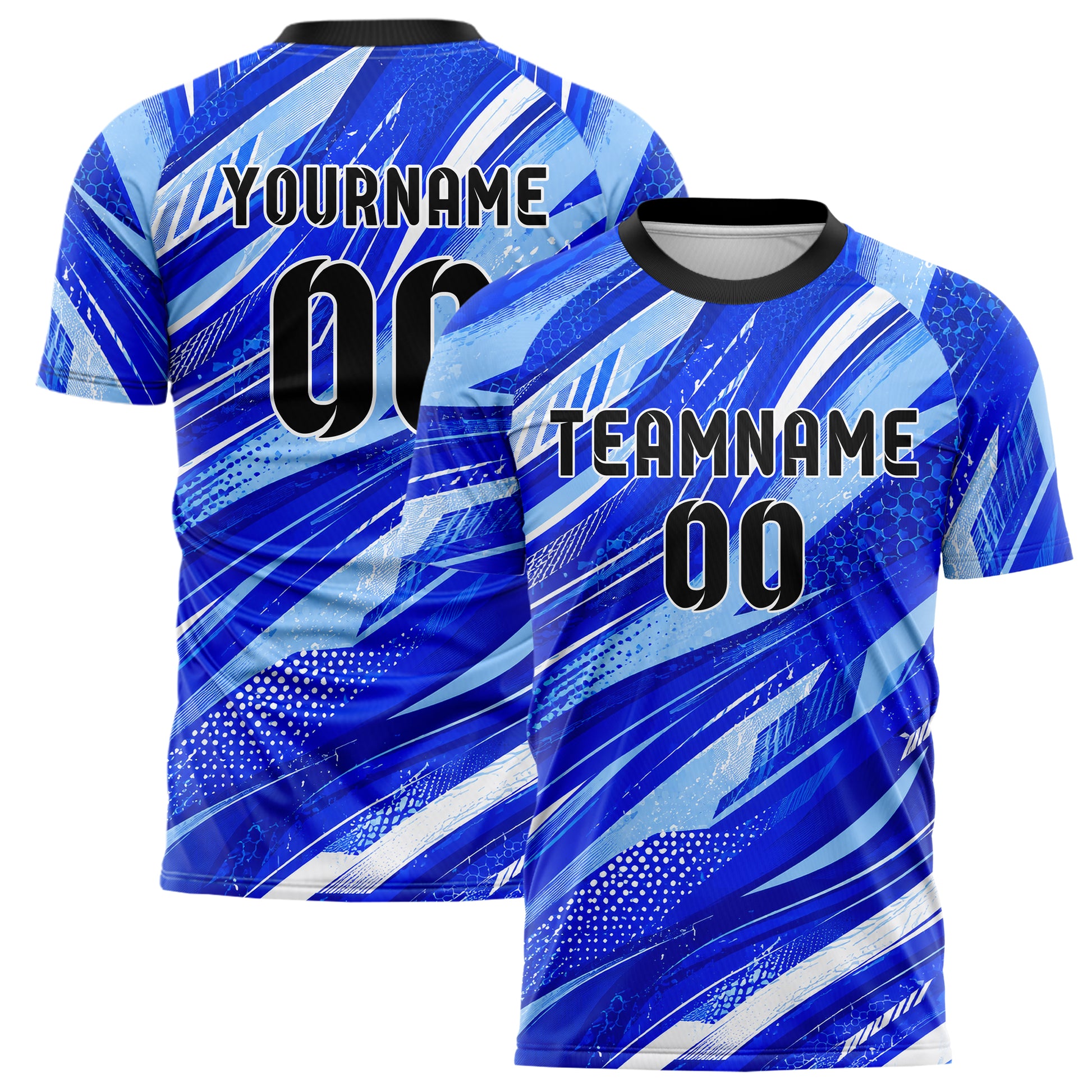 Royalblau lebendiges abstrakte Linien wavy Parallel Curves Design 12-0478 individuelles Fußballtrikot main