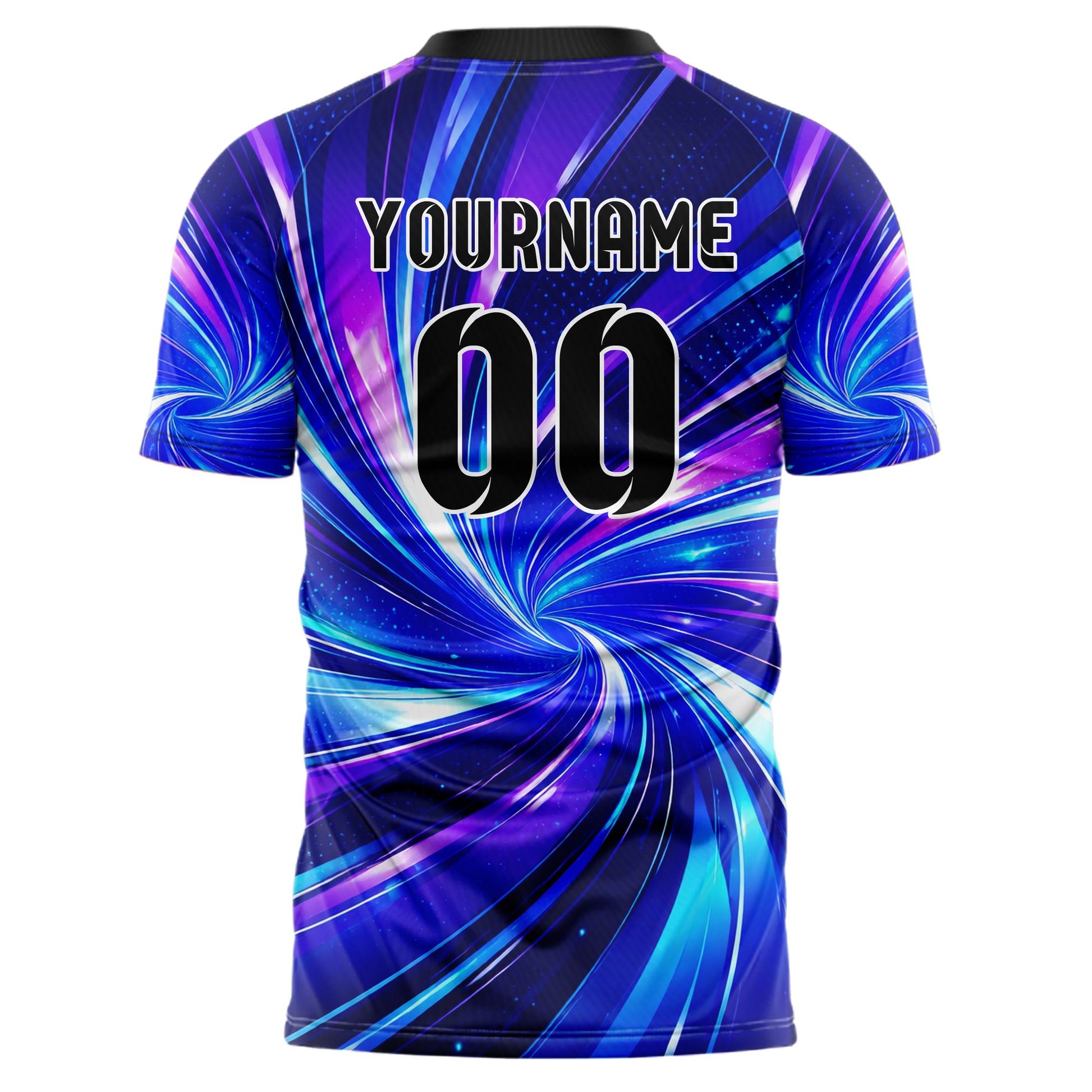 Royalblau lebendiges abstrakte Linien wavy Parallel Curves Design 12-0614 individuelles Fußballtrikot back