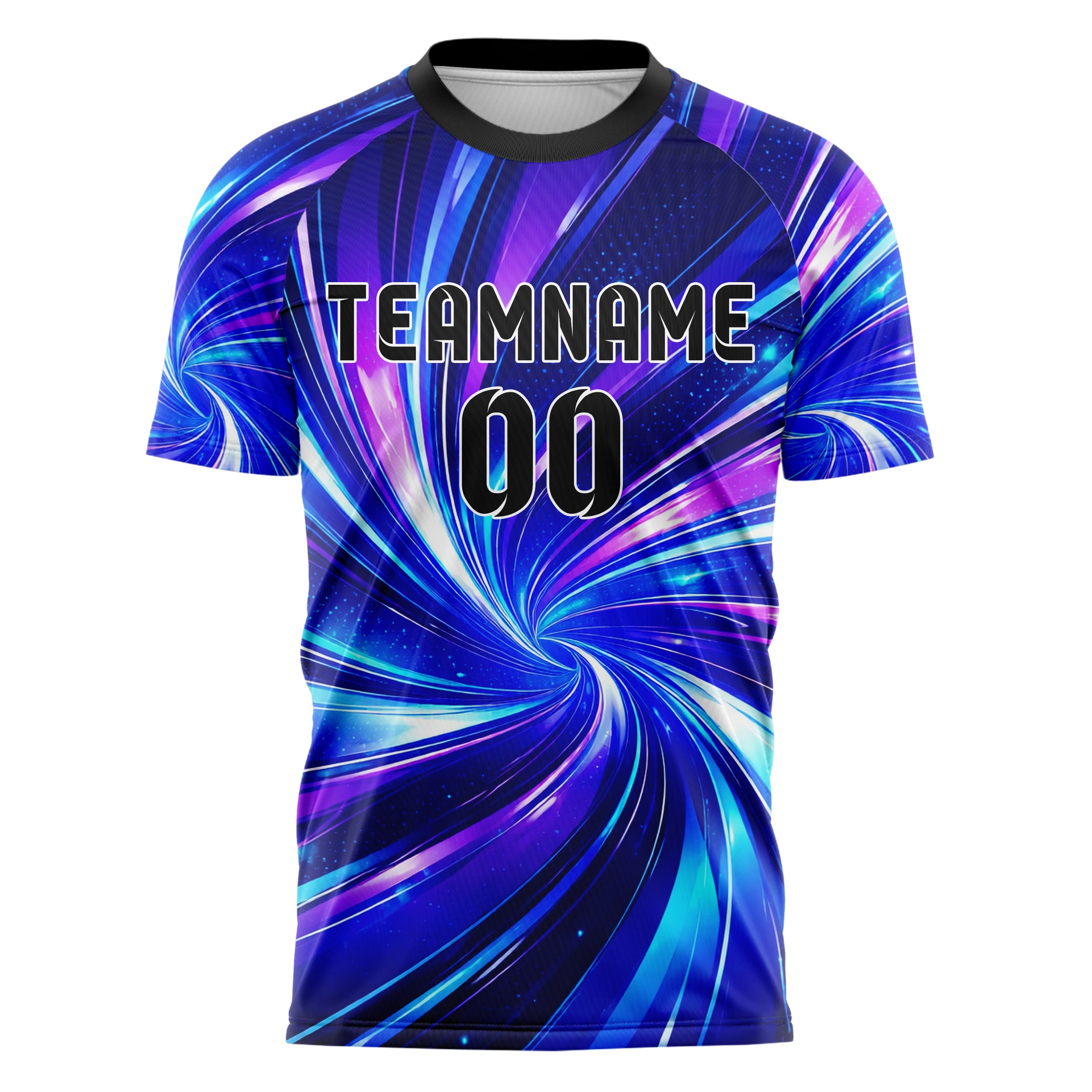 Royalblau lebendiges abstrakte Linien wavy Parallel Curves Design 12-0614 individuelles Fußballtrikot front