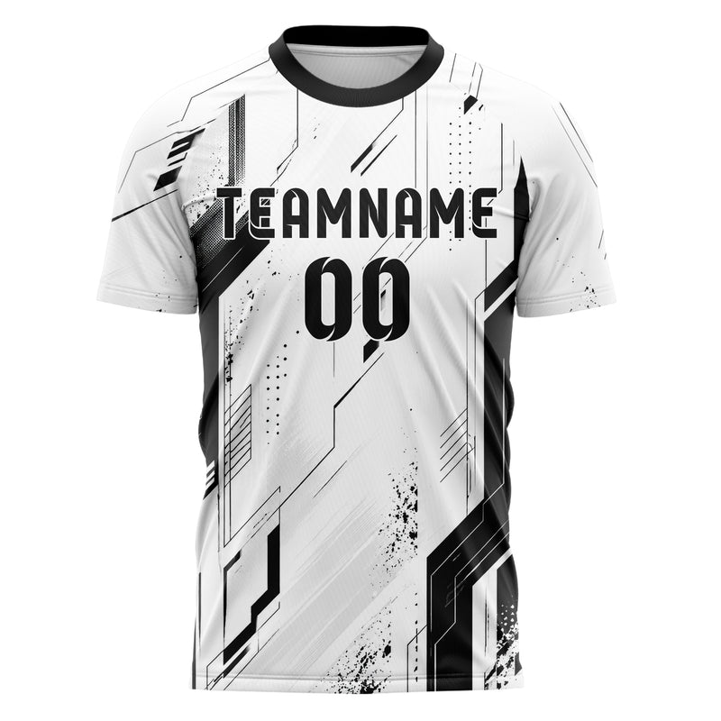 Weiss klassisches abstrakte Linien asymmetrische Vector Panels Design 12-0241 individuelles Fußballtrikot front