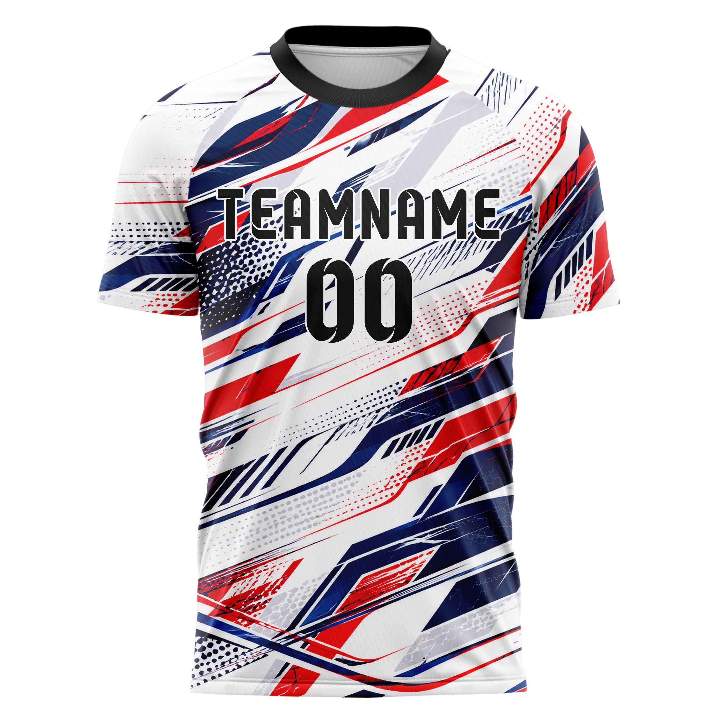 Weiss klassisches abstrakte Linien asymmetrische Vector Panels Design 12-0257 individuelles Fußballtrikot front