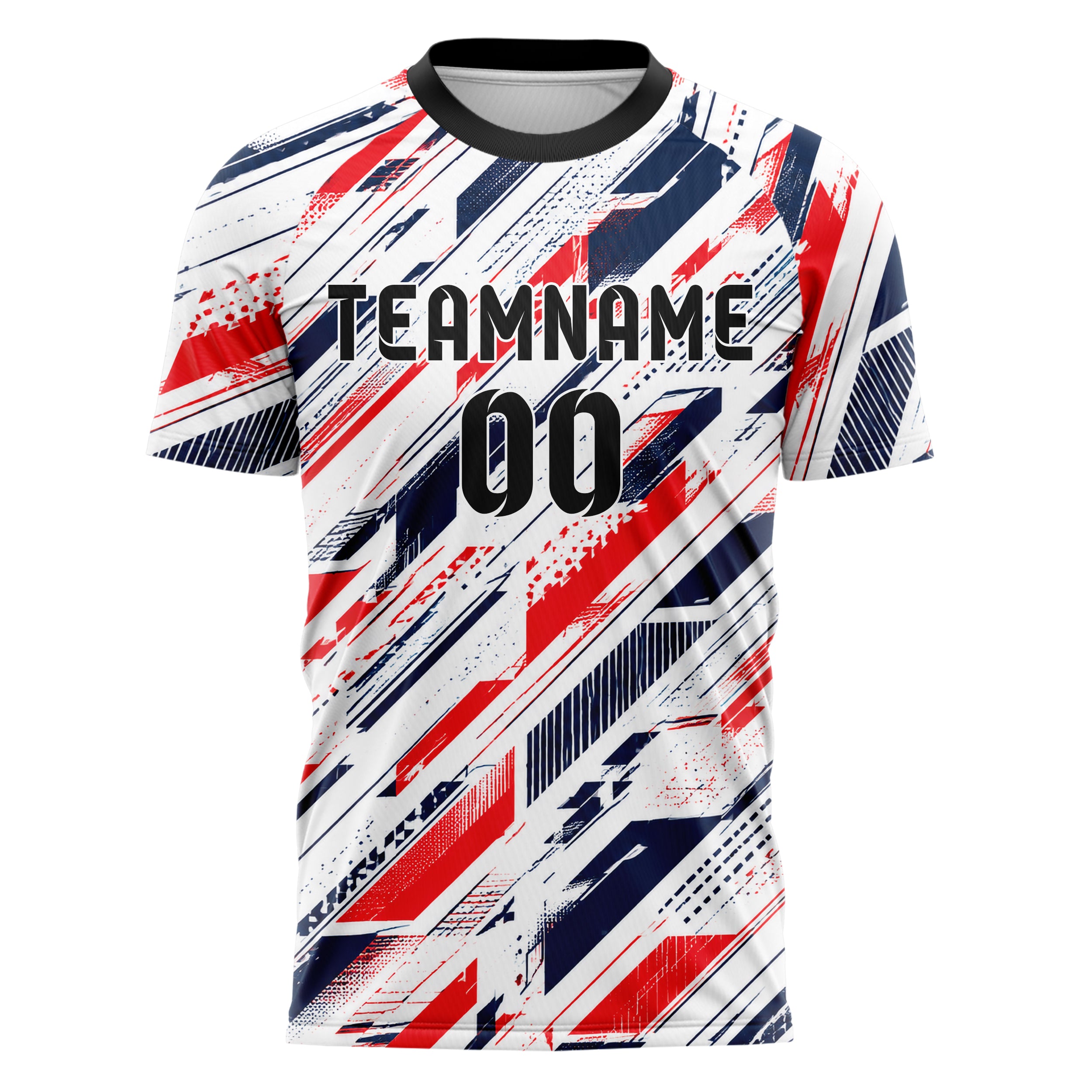 Weiss klassisches abstrakte Linien asymmetrische Vector Panels Design 12-0377 individuelles Fußballtrikot front
