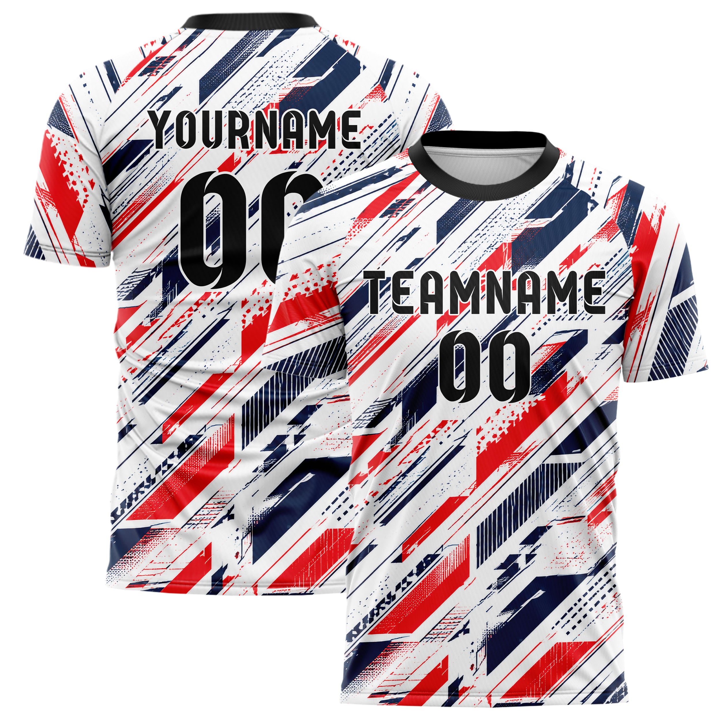 Weiss klassisches abstrakte Linien asymmetrische Vector Panels Design 12-0377 individuelles Fußballtrikot main