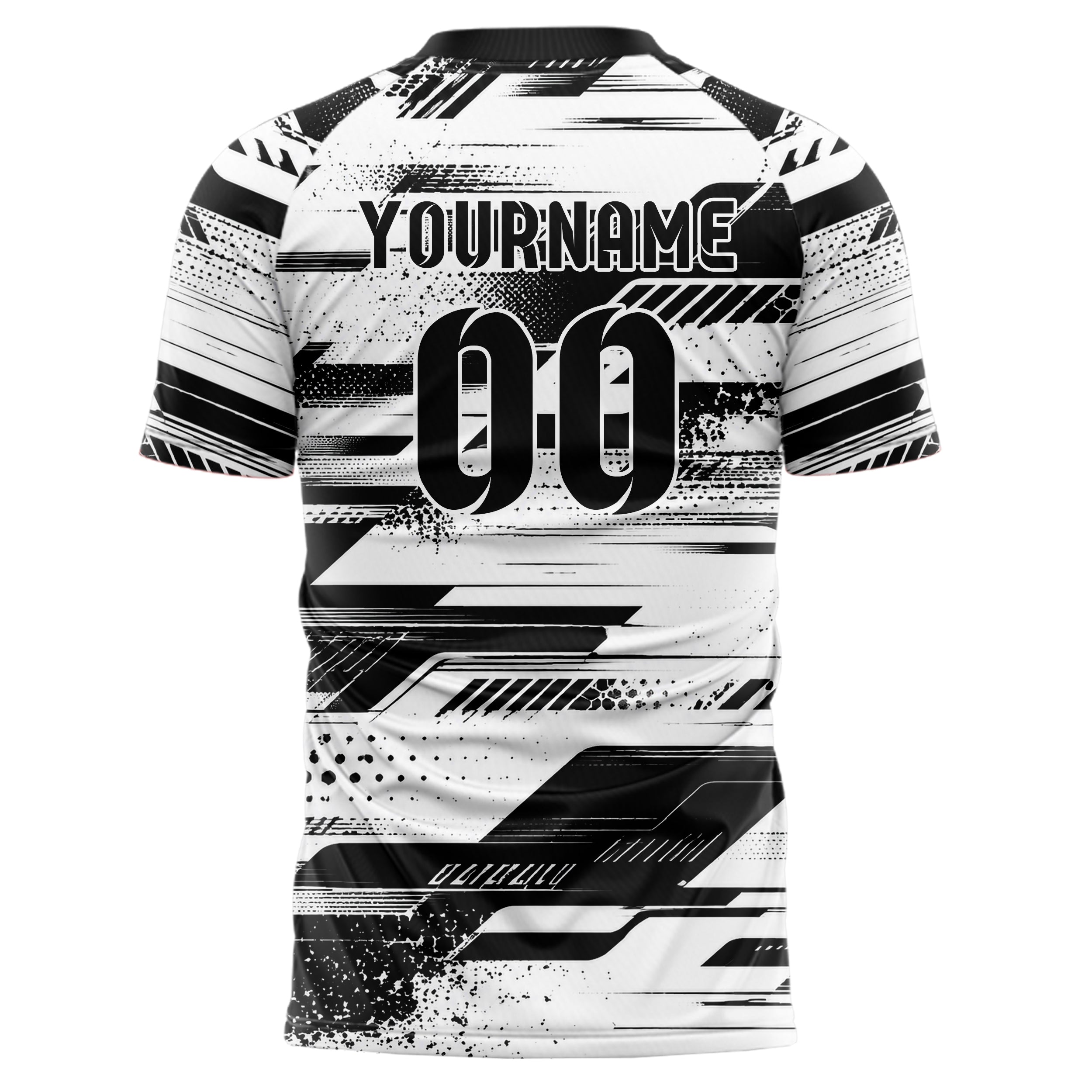 Weiss klassisches abstrakte Linien diagonale Streamlines Design 12-0115 individuelles Fußballtrikot back