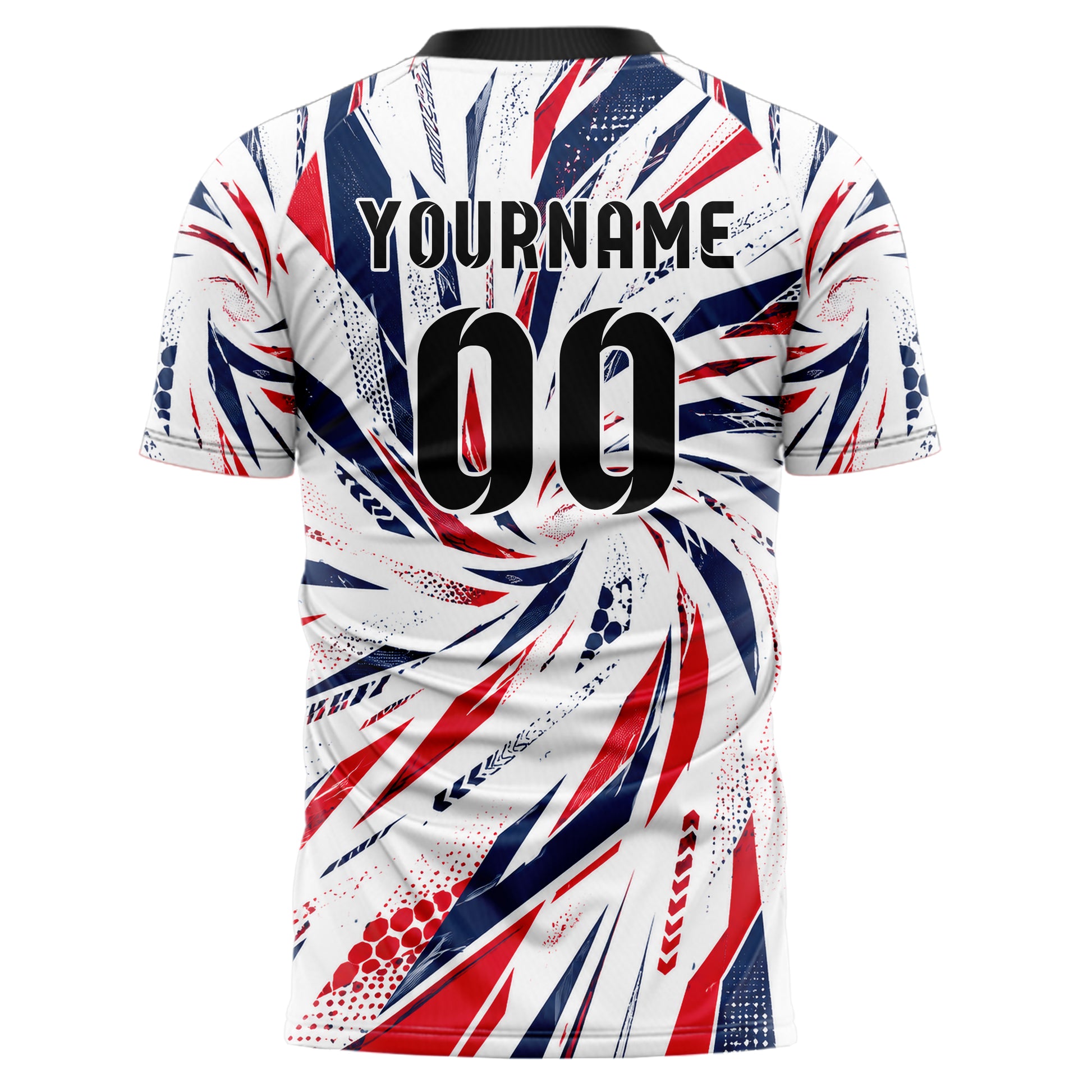 Weiss klassisches abstrakte Linien diagonale Streamlines Design 12-0155 individuelles Fußballtrikot back