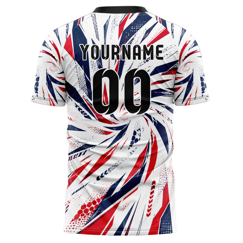Weiss klassisches abstrakte Linien diagonale Streamlines Design 12-0155 individuelles Fußballtrikot back