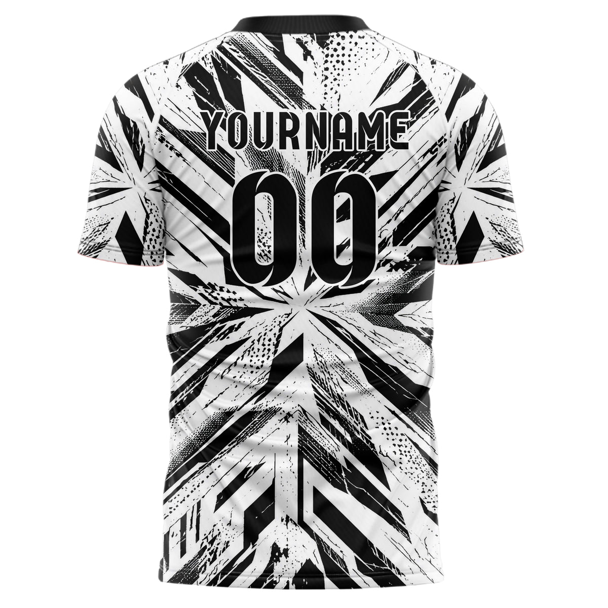 Weiss klassisches abstrakte Linien diagonale Streamlines Design 12-0307 individuelles Fußballtrikot back
