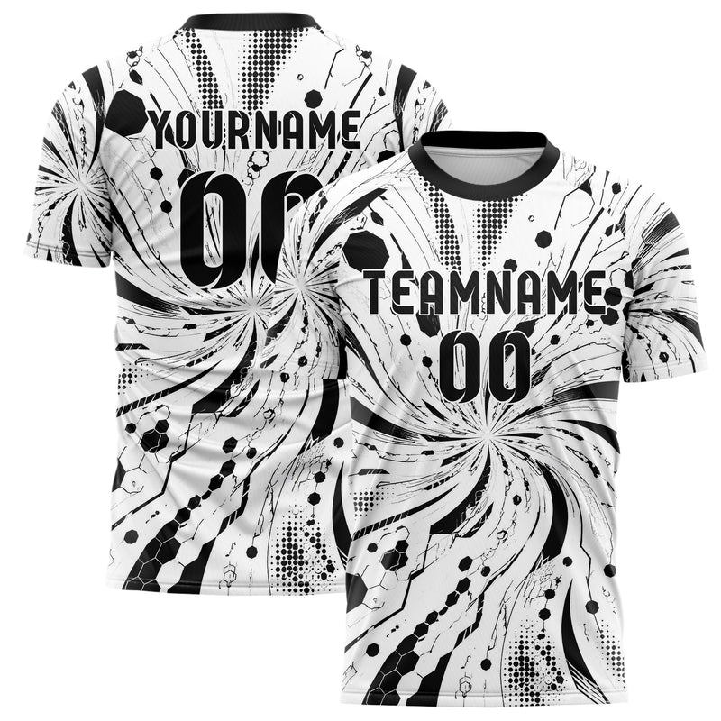 Weiss klassisches abstrakte Linien Hexagons Curve Lines Design 12-0157 individuelles Fußballtrikot main