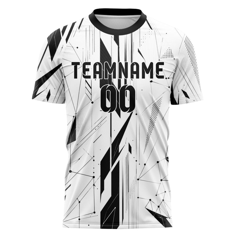 Weiss klassisches abstrakte Linien Network Web Design 12-0031 individuelles Fußballtrikot front