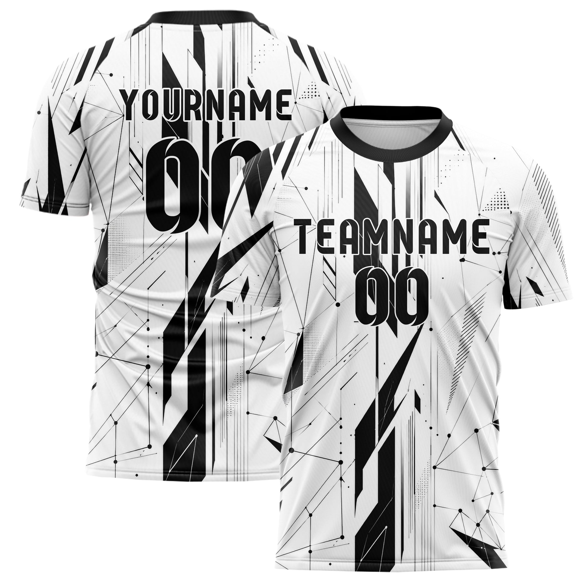 Weiss klassisches abstrakte Linien Network Web Design 12-0031 individuelles Fußballtrikot main