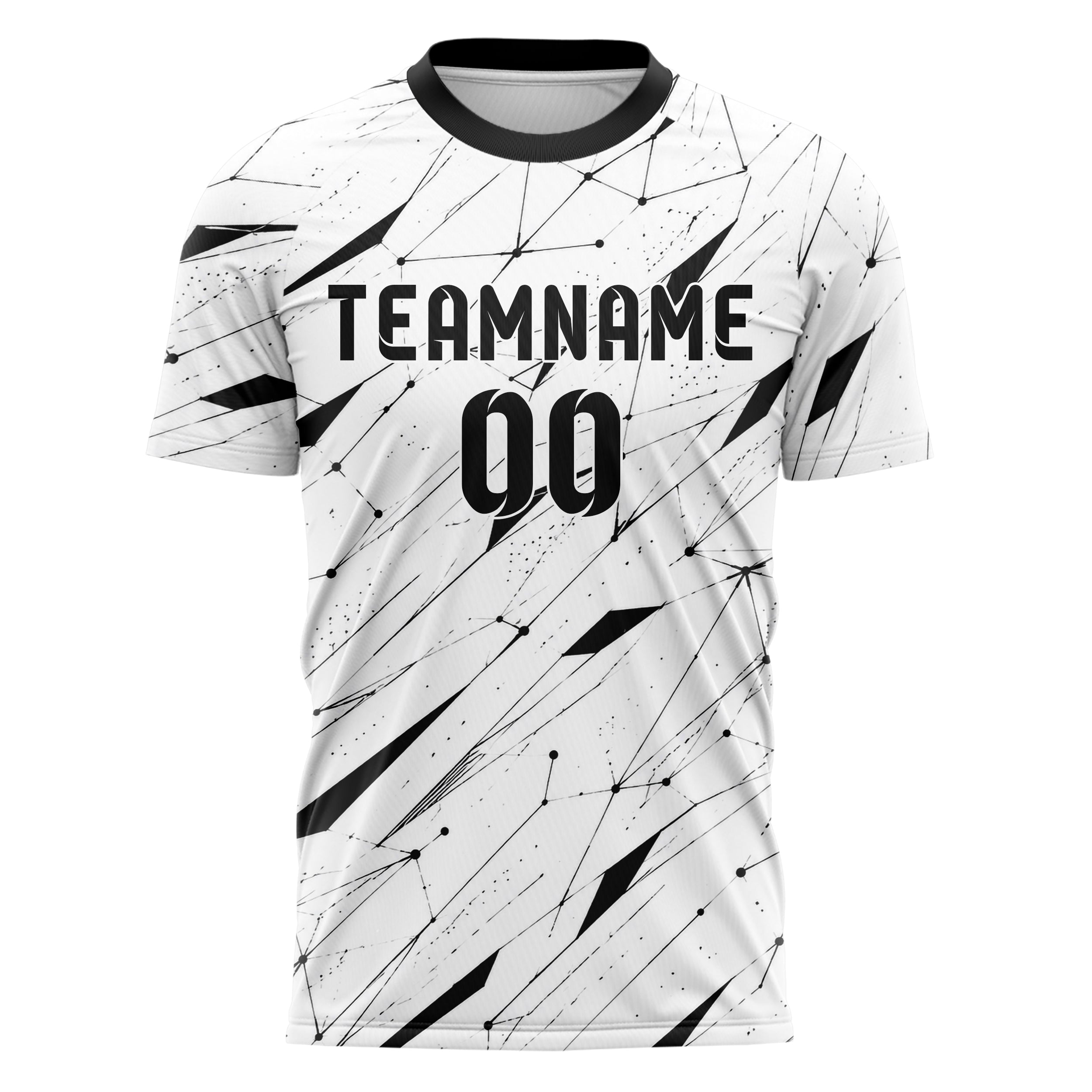 Weiss klassisches abstrakte Linien Network Web Design 12-0079 individuelles Fußballtrikot front