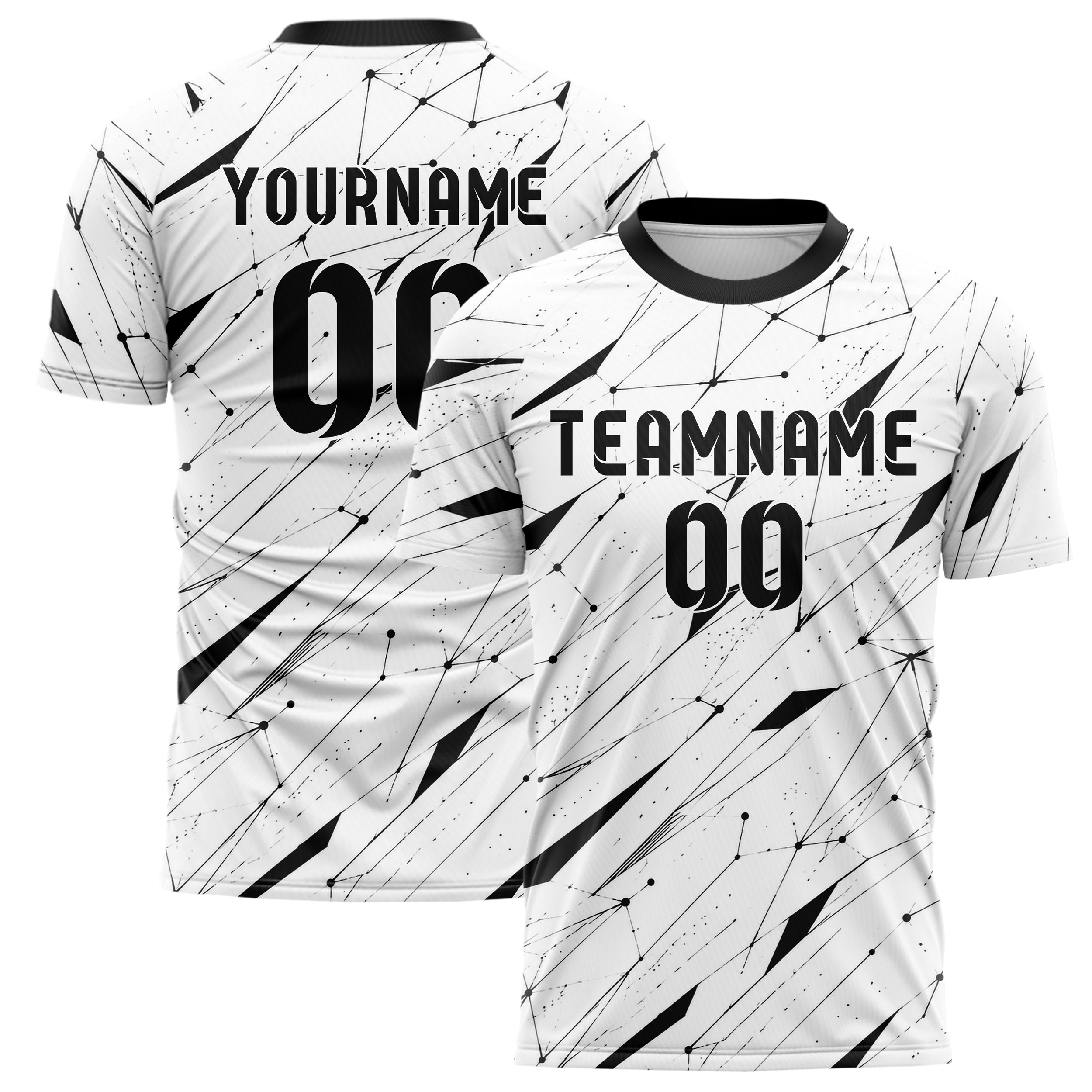 Weiss klassisches abstrakte Linien Network Web Design 12-0079 individuelles Fußballtrikot main