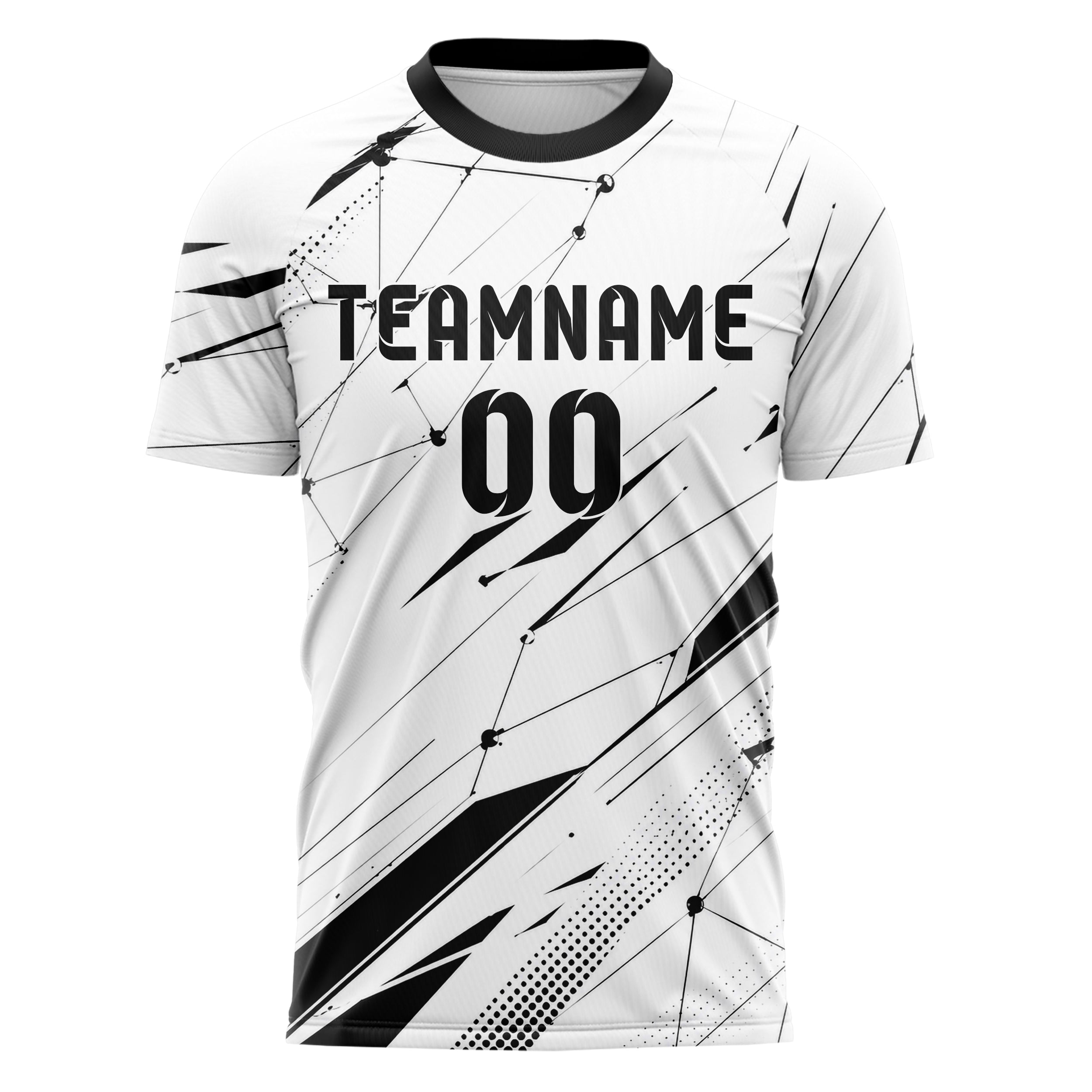 Weiss klassisches abstrakte Linien Network Web Design 12-0487 individuelles Fußballtrikot front
