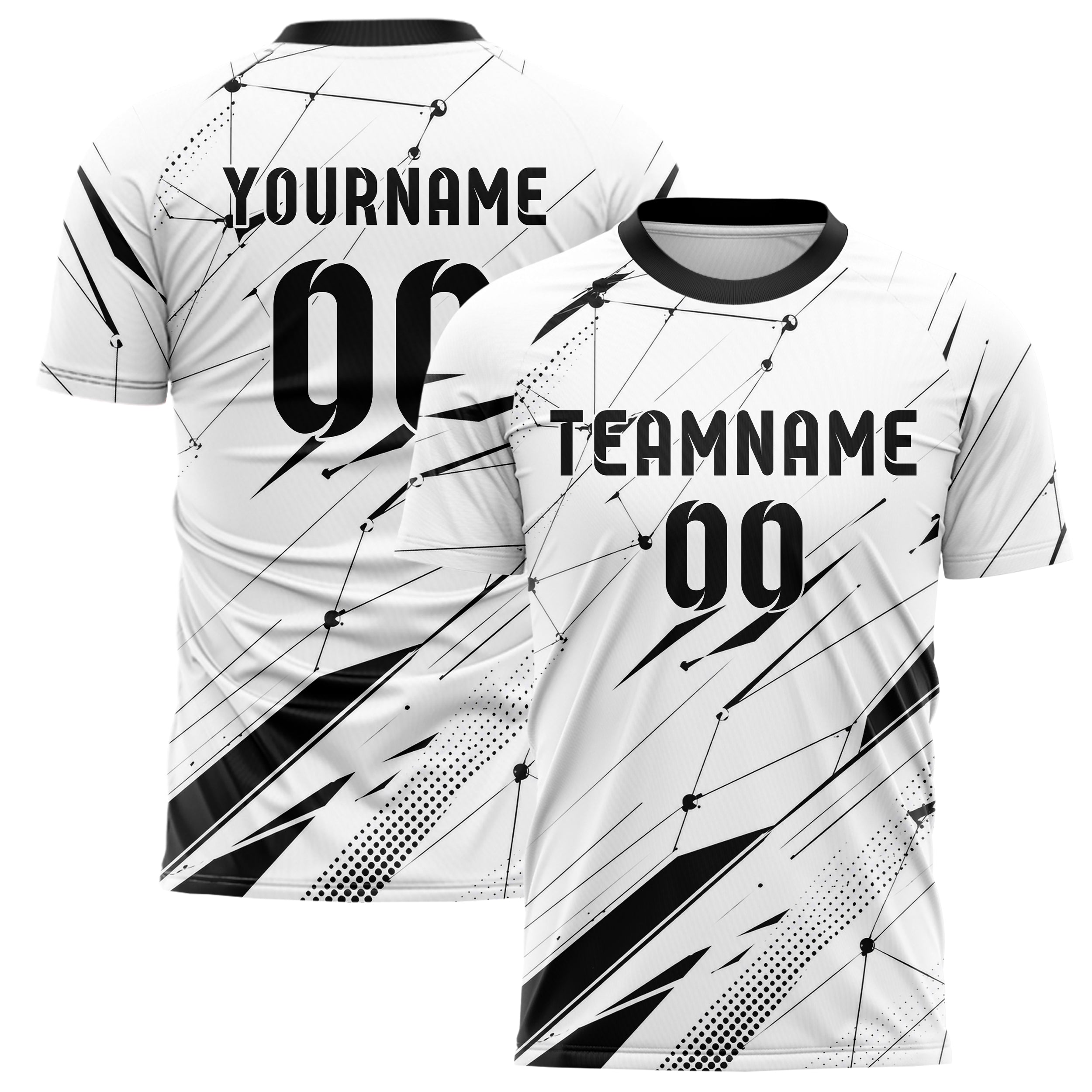 Weiss klassisches abstrakte Linien Network Web Design 12-0487 individuelles Fußballtrikot main