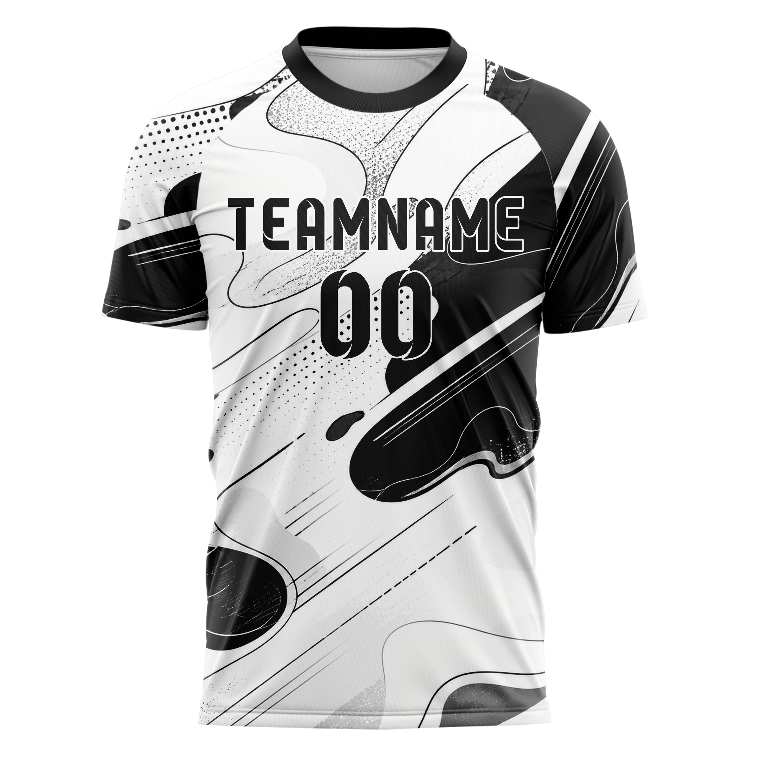 Weiss klassisches abstrakte Linien Organic Blobs Outline Design 12-0124 individuelles Fußballtrikot front