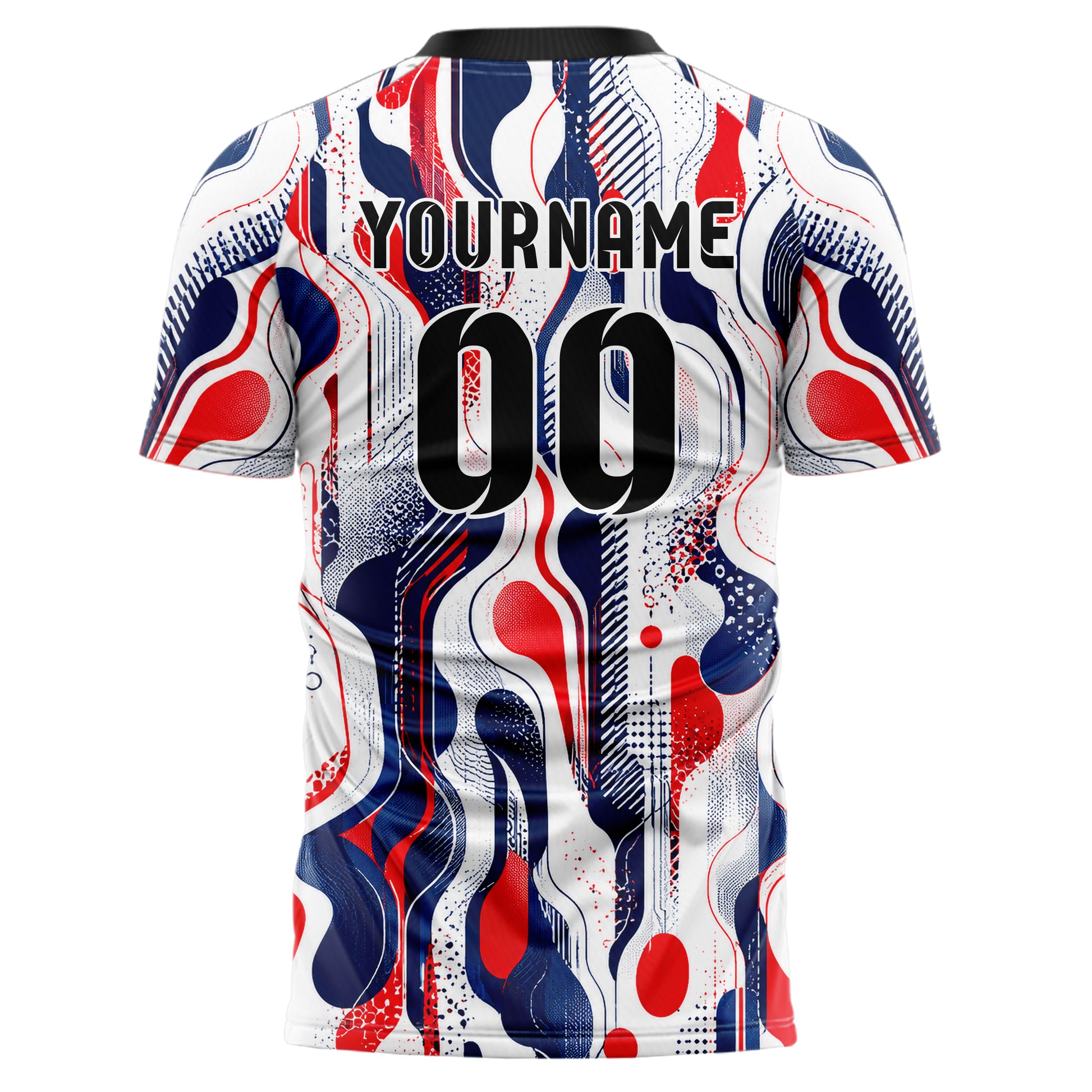 Weiss klassisches abstrakte Linien Organic Blobs Outline Design 12-0452 individuelles Fußballtrikot back