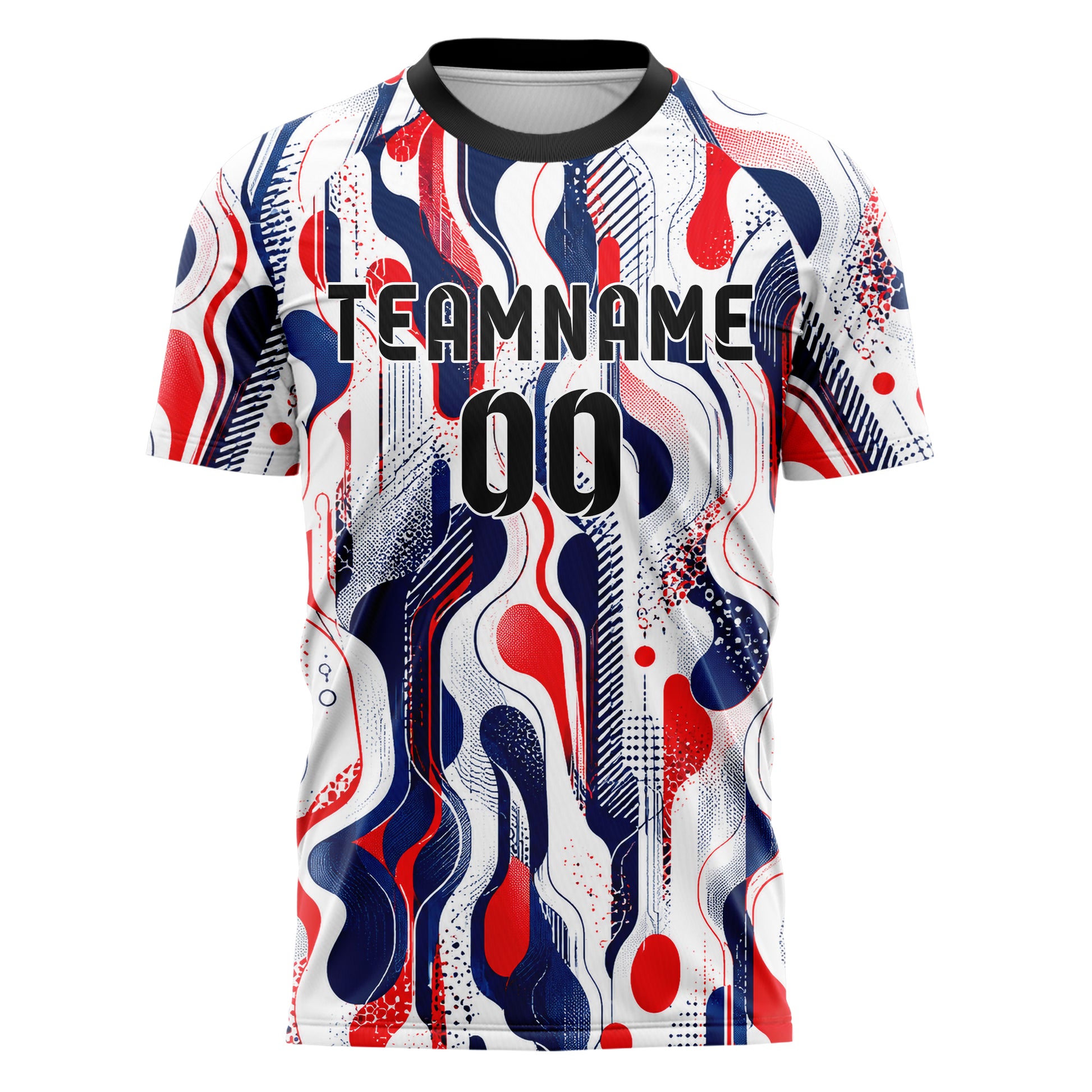 Weiss klassisches abstrakte Linien Organic Blobs Outline Design 12-0452 individuelles Fußballtrikot front