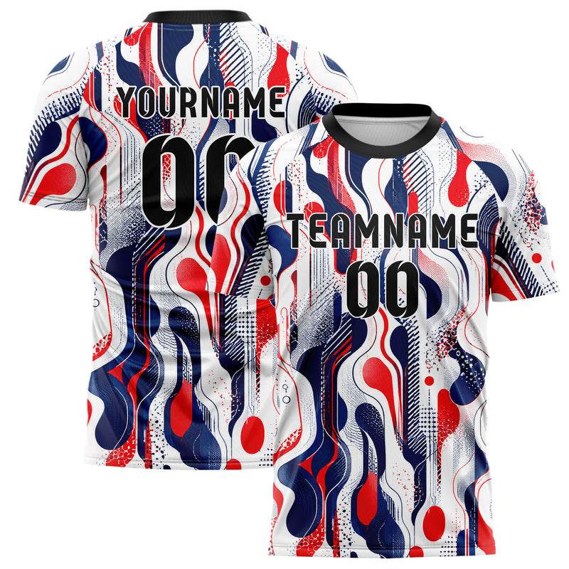 Weiss klassisches abstrakte Linien Organic Blobs Outline Design 12-0452 individuelles Fußballtrikot main