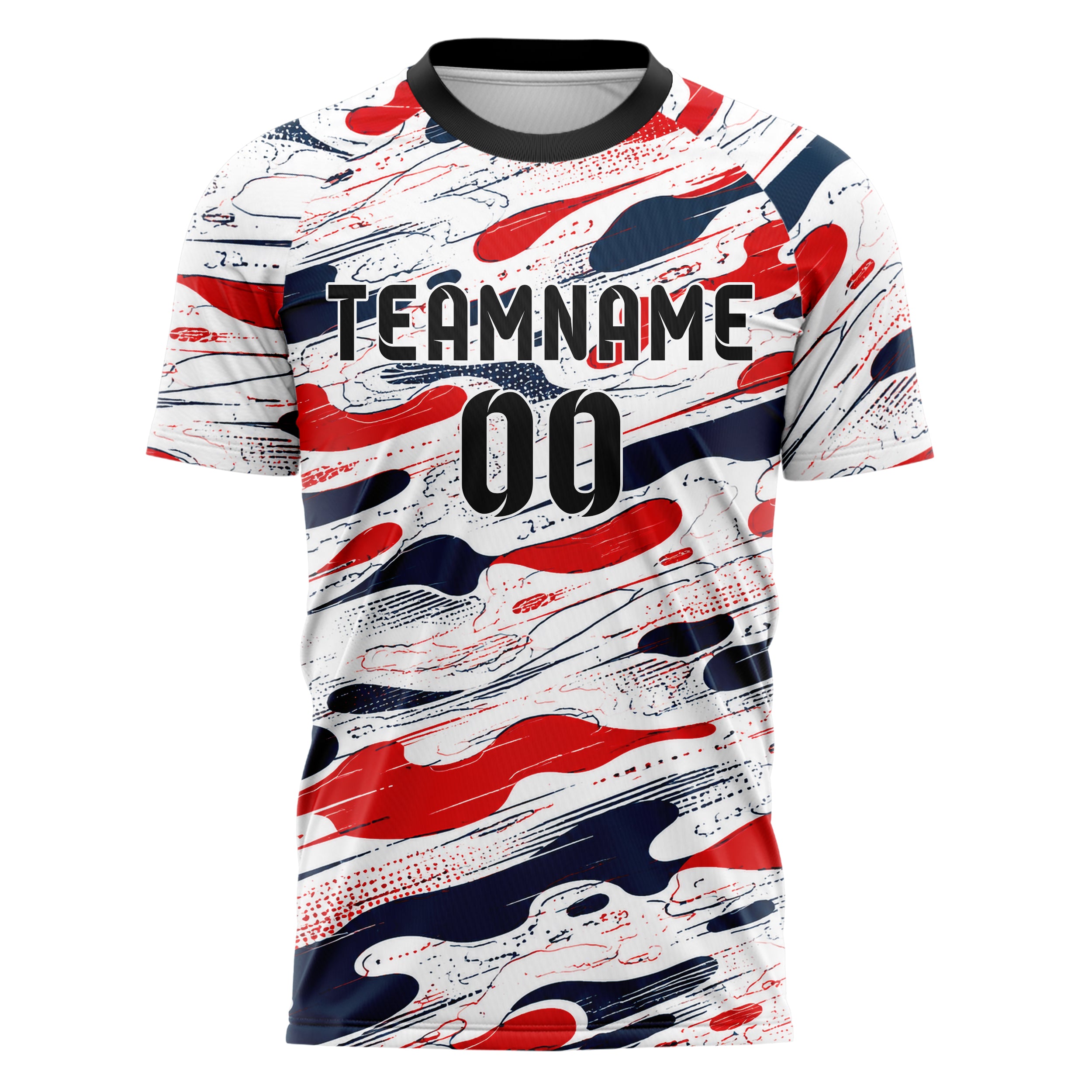 Weiss klassisches abstrakte Linien Organic Blobs Outline Design 12-0524 individuelles Fußballtrikot front