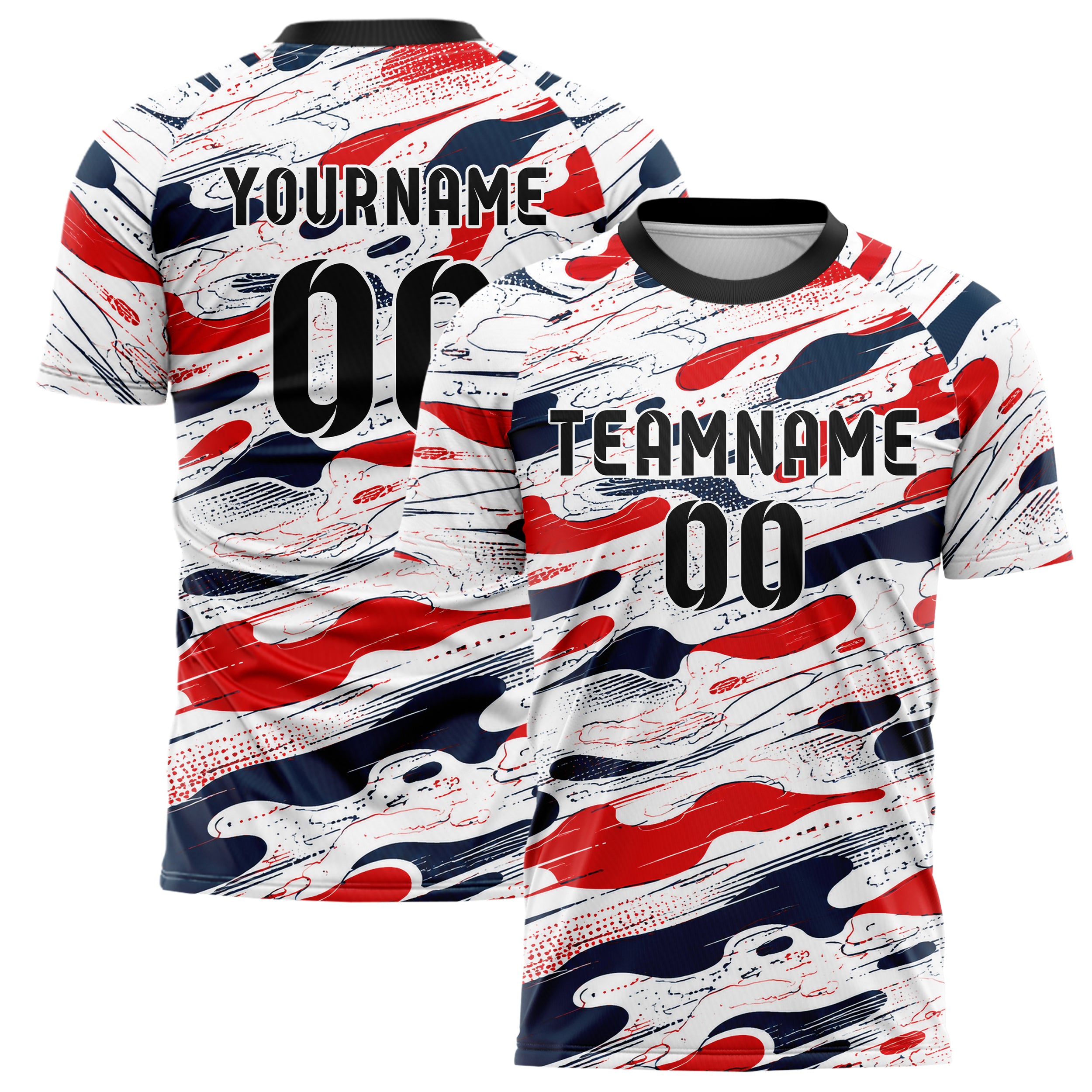Weiss klassisches abstrakte Linien Organic Blobs Outline Design 12-0524 individuelles Fußballtrikot main