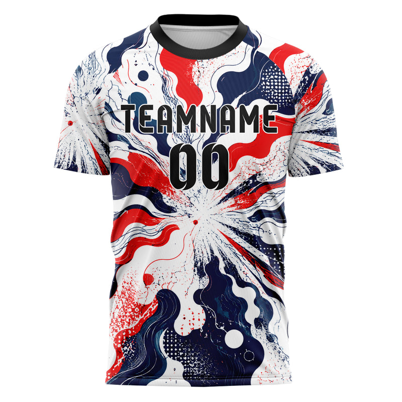 Weiss klassisches abstrakte Linien Organic Blobs Outline Design 12-0548 individuelles Fußballtrikot front