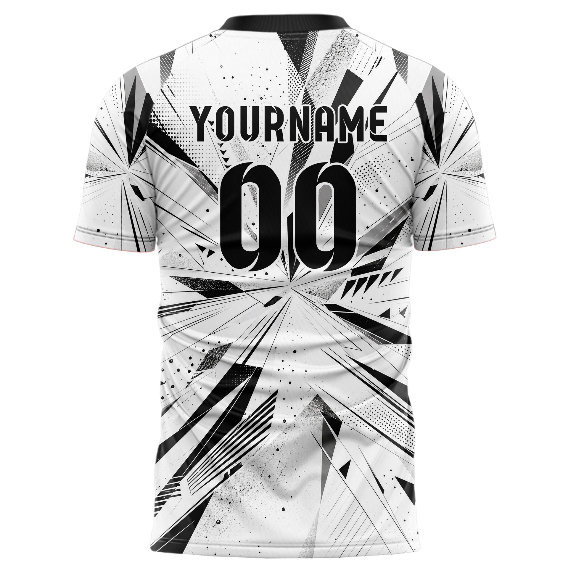 Weiss klassisches abstrakte Linien Polygon Shards Design 12-0010 individuelles Fußballtrikot back