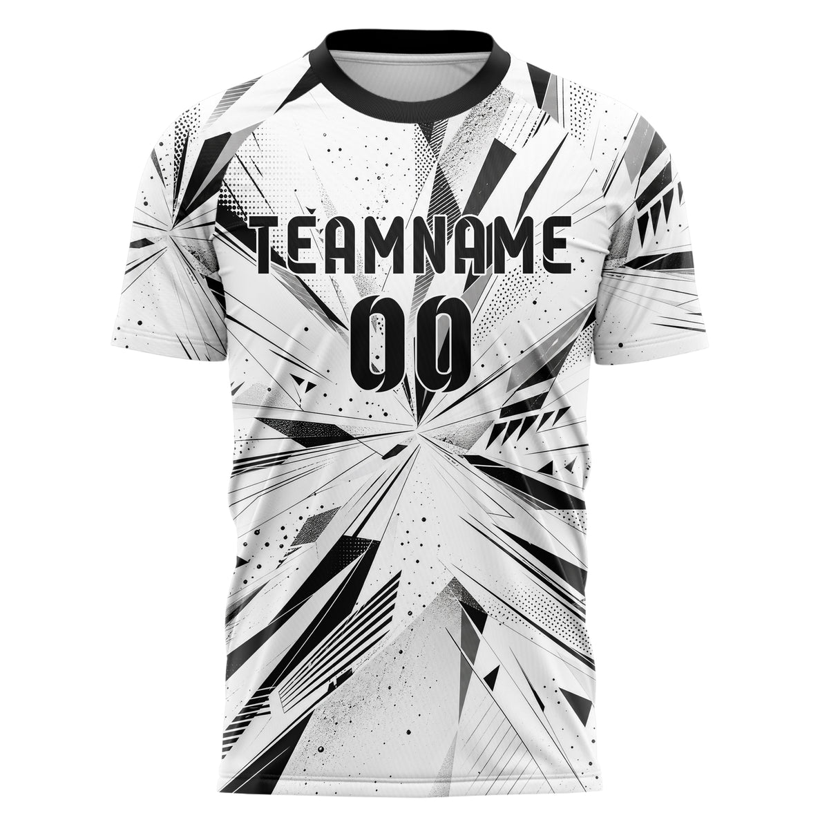 Weiss klassisches abstrakte Linien Polygon Shards Design 12-0010 individuelles Fußballtrikot front