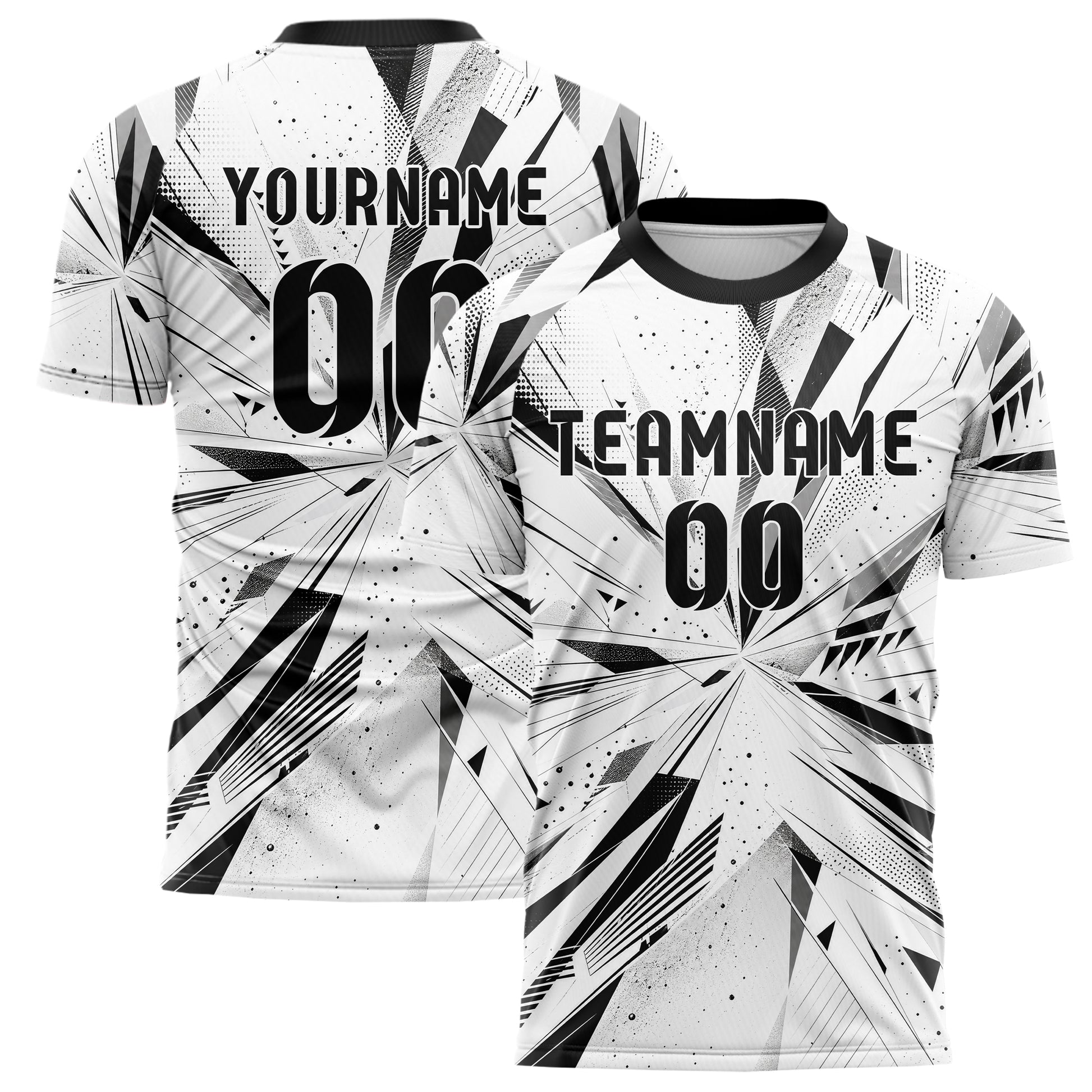 Weiss klassisches abstrakte Linien Polygon Shards Design 12-0010 individuelles Fußballtrikot main