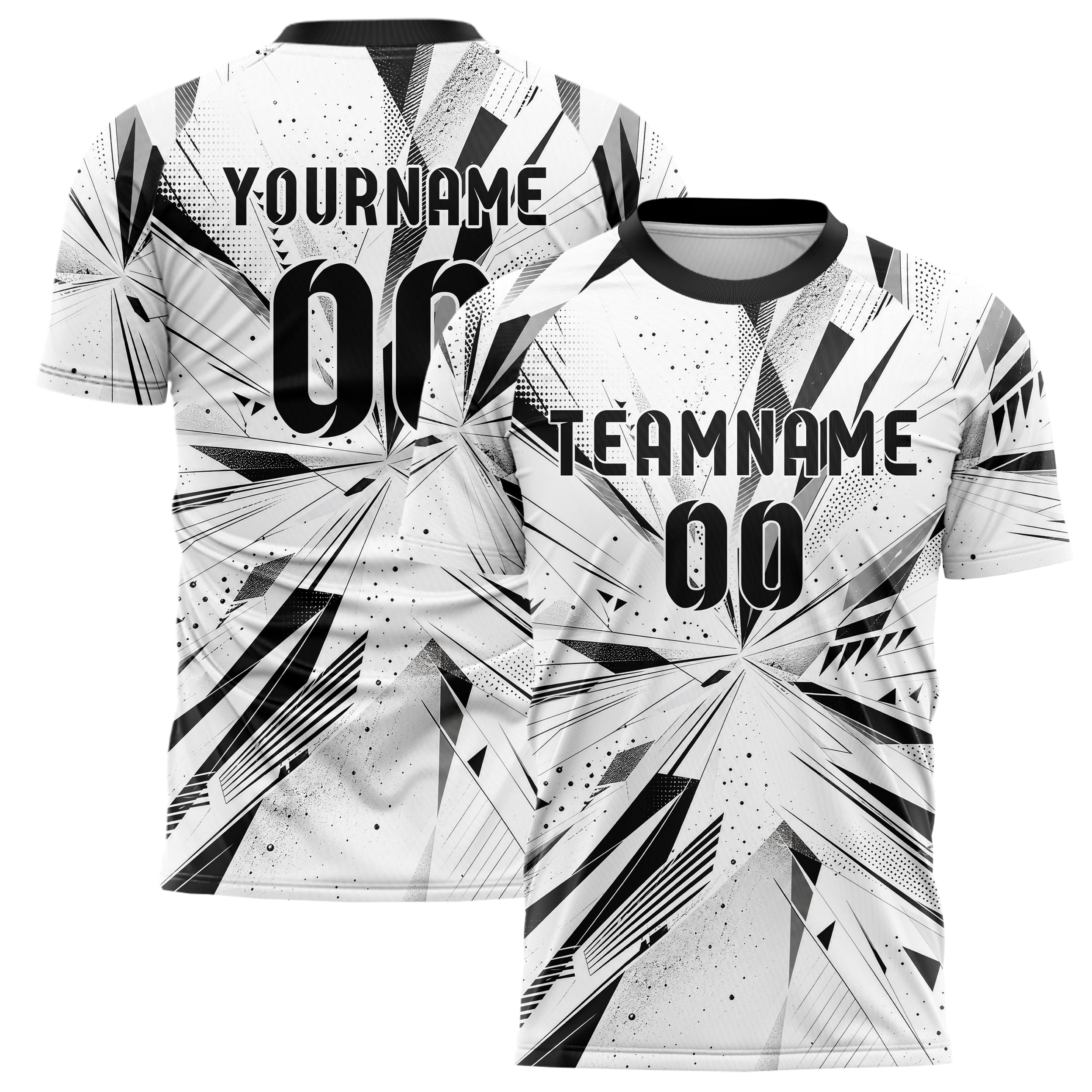Weiss klassisches abstrakte Linien Polygon Shards Design 12-0010 individuelles Fußballtrikot main