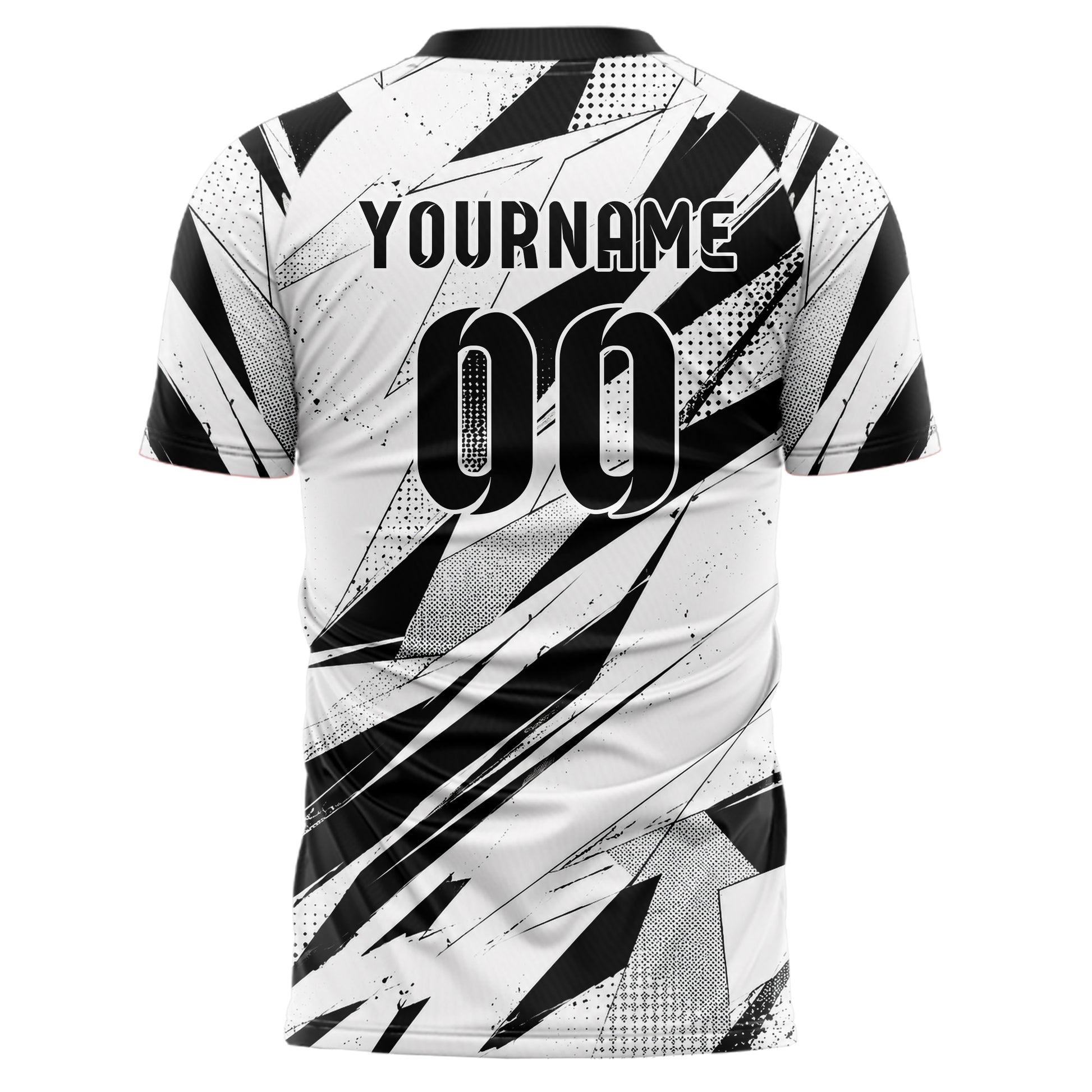 Weiss klassisches abstrakte Linien Polygon Shards Design 12-0490 individuelles Fußballtrikot back