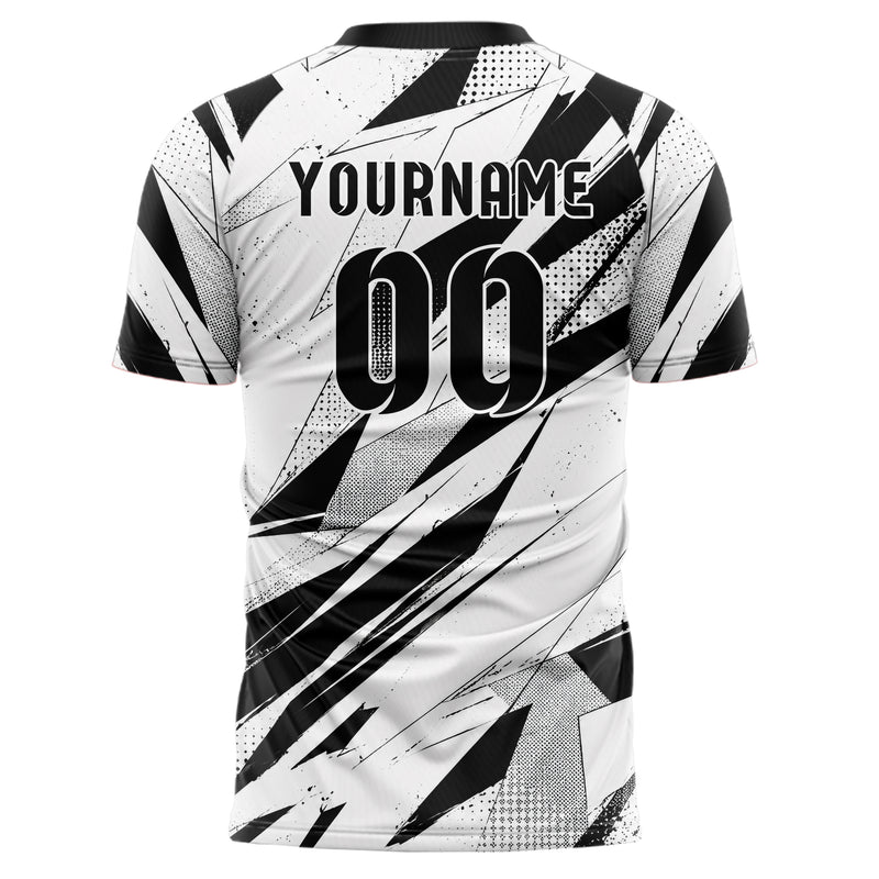 Weiss klassisches abstrakte Linien Polygon Shards Design 12-0490 individuelles Fußballtrikot back