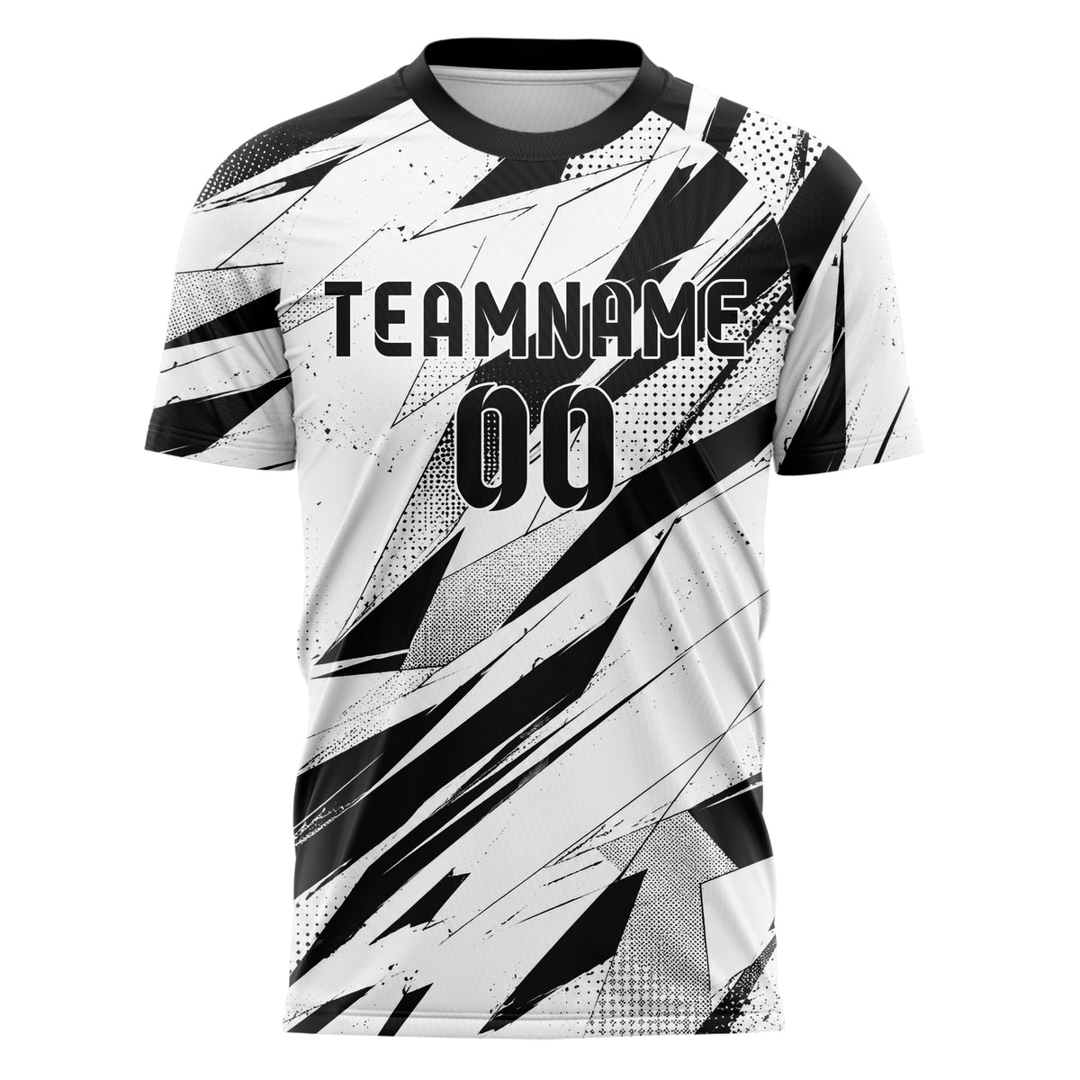 Weiss klassisches abstrakte Linien Polygon Shards Design 12-0490 individuelles Fußballtrikot front