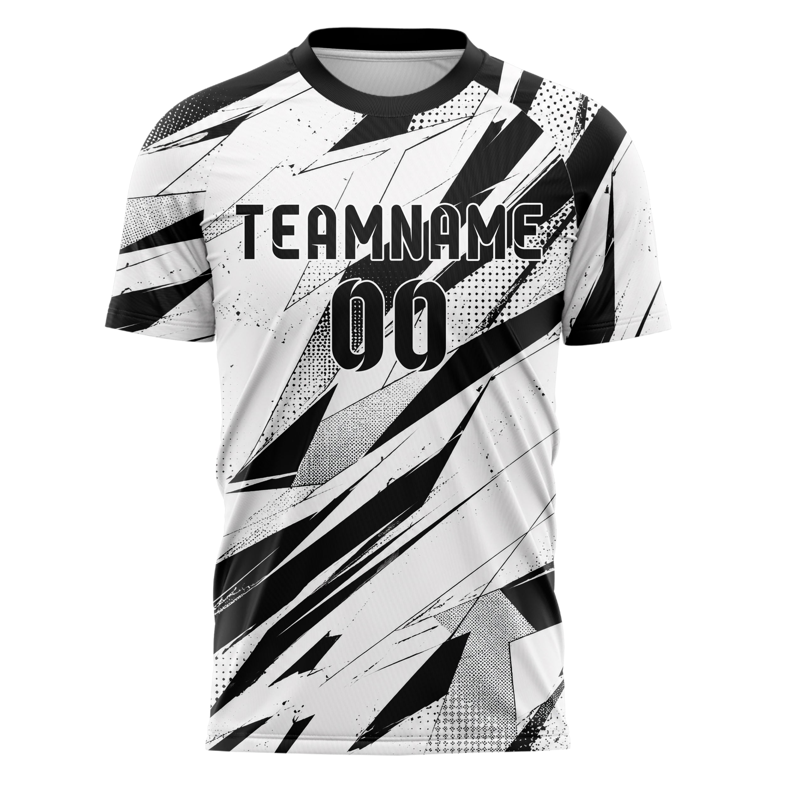 Weiss klassisches abstrakte Linien Polygon Shards Design 12-0490 individuelles Fußballtrikot front
