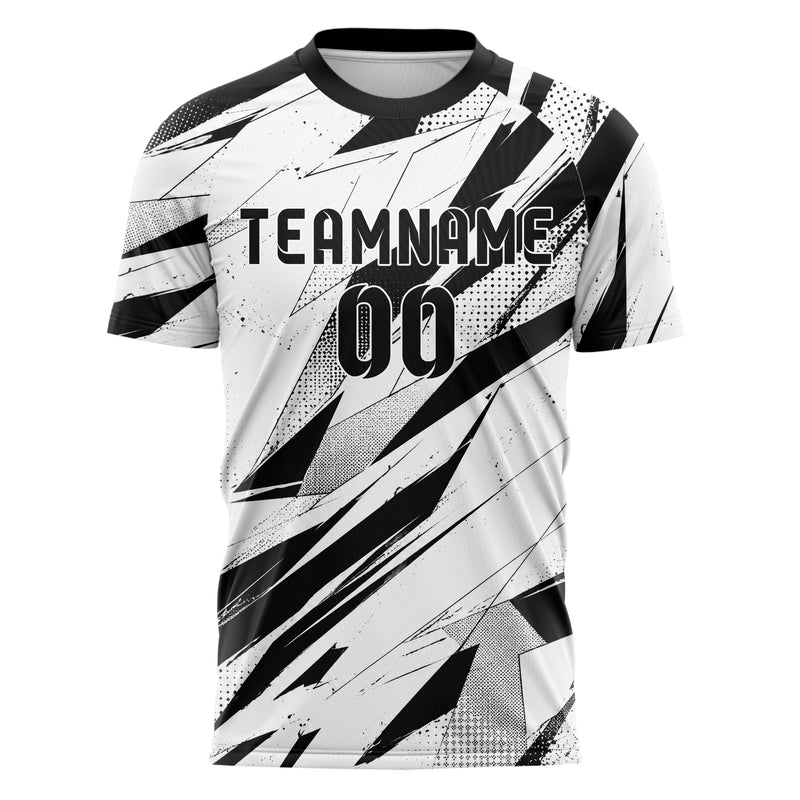 Weiss klassisches abstrakte Linien Polygon Shards Design 12-0490 individuelles Fußballtrikot front