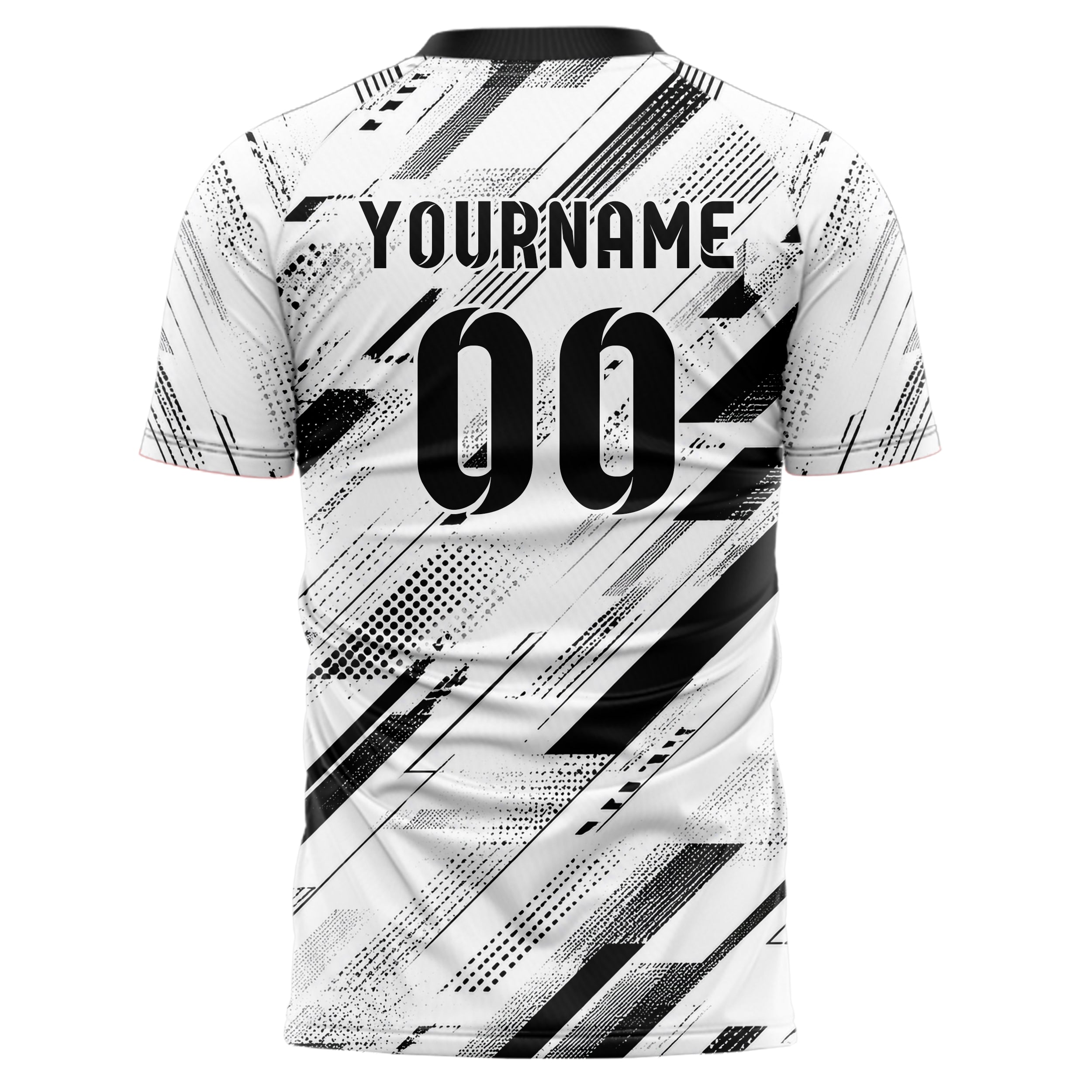 Weiss klassisches abstrakte Linien Speckles Line Accents Design 12-0016 individuelles Fußballtrikot back