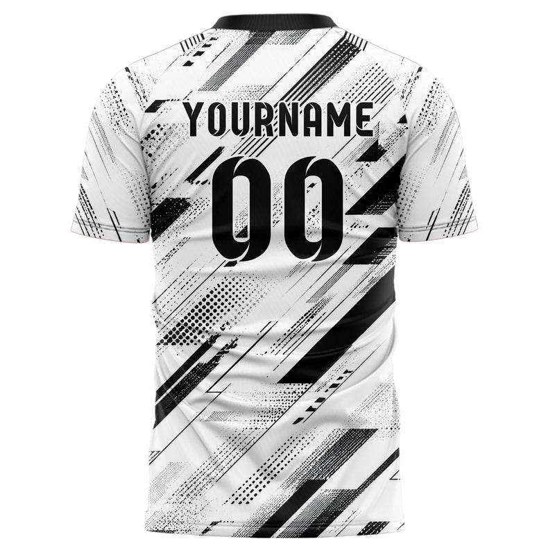 Weiss klassisches abstrakte Linien Speckles Line Accents Design 12-0016 individuelles Fußballtrikot back