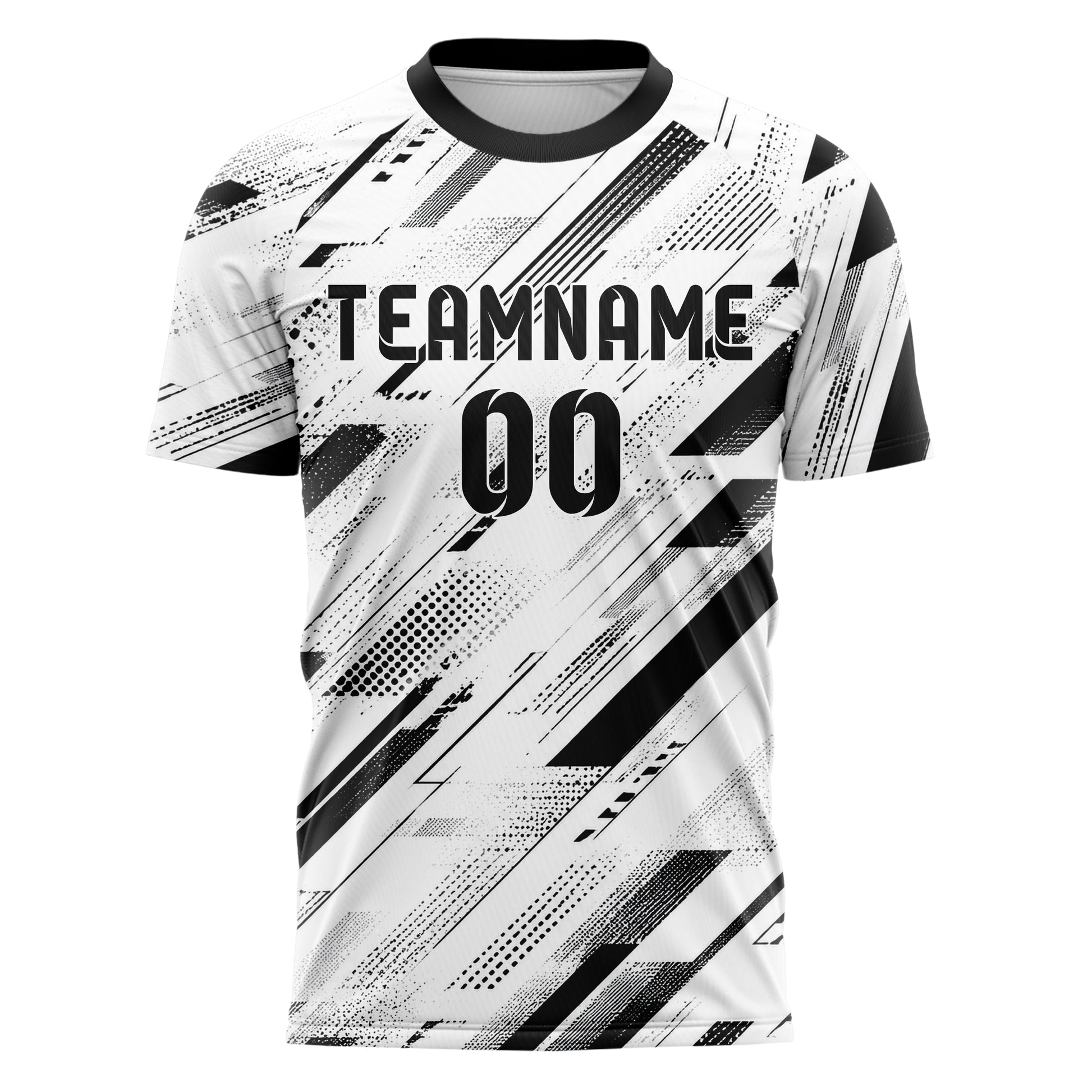 Weiss klassisches abstrakte Linien Speckles Line Accents Design 12-0016 individuelles Fußballtrikot front