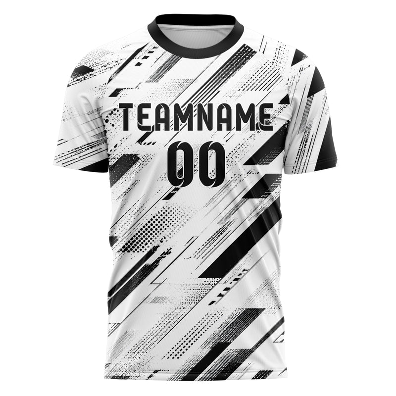 Weiss klassisches abstrakte Linien Speckles Line Accents Design 12-0016 individuelles Fußballtrikot front