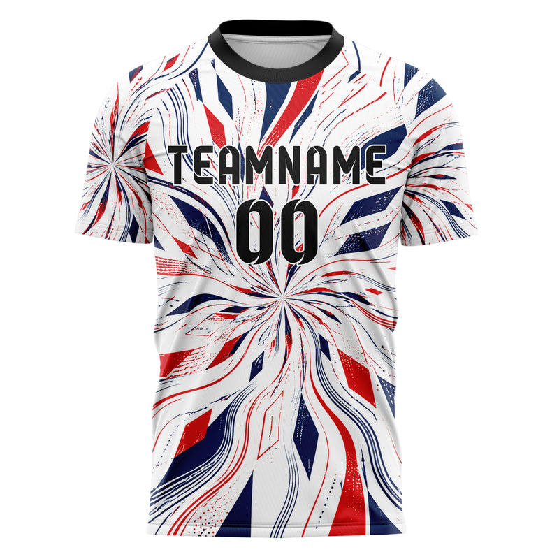 Weiss klassisches abstrakte Linien wavy Parallel Curves Design 12-0230 individuelles Fußballtrikot front