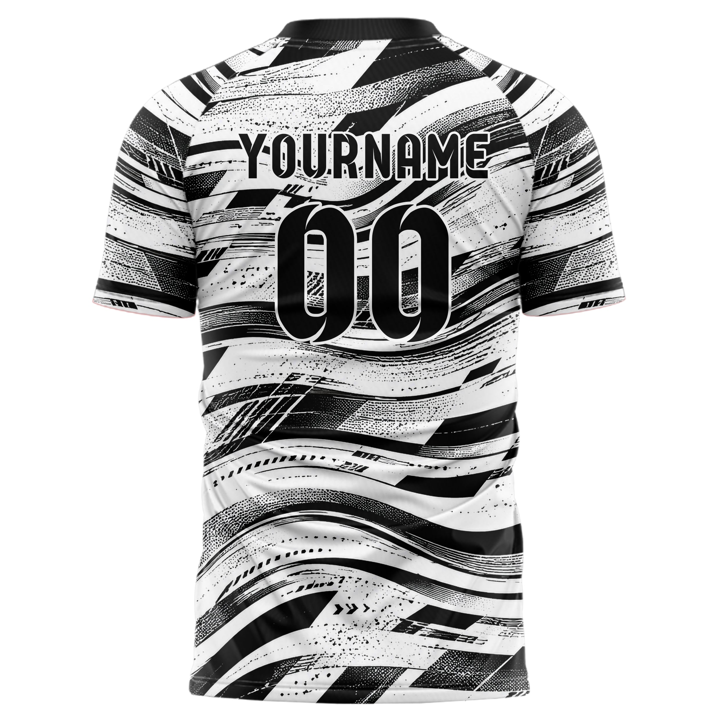 Weiss klassisches abstrakte Linien wavy Parallel Curves Design 12-0526 individuelles Fußballtrikot back