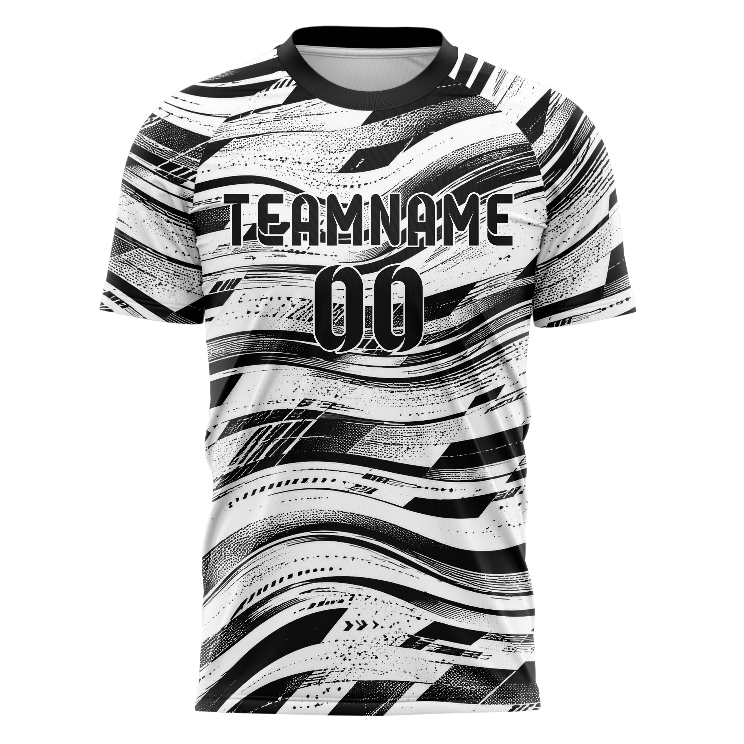 Weiss klassisches abstrakte Linien wavy Parallel Curves Design 12-0526 individuelles Fußballtrikot front