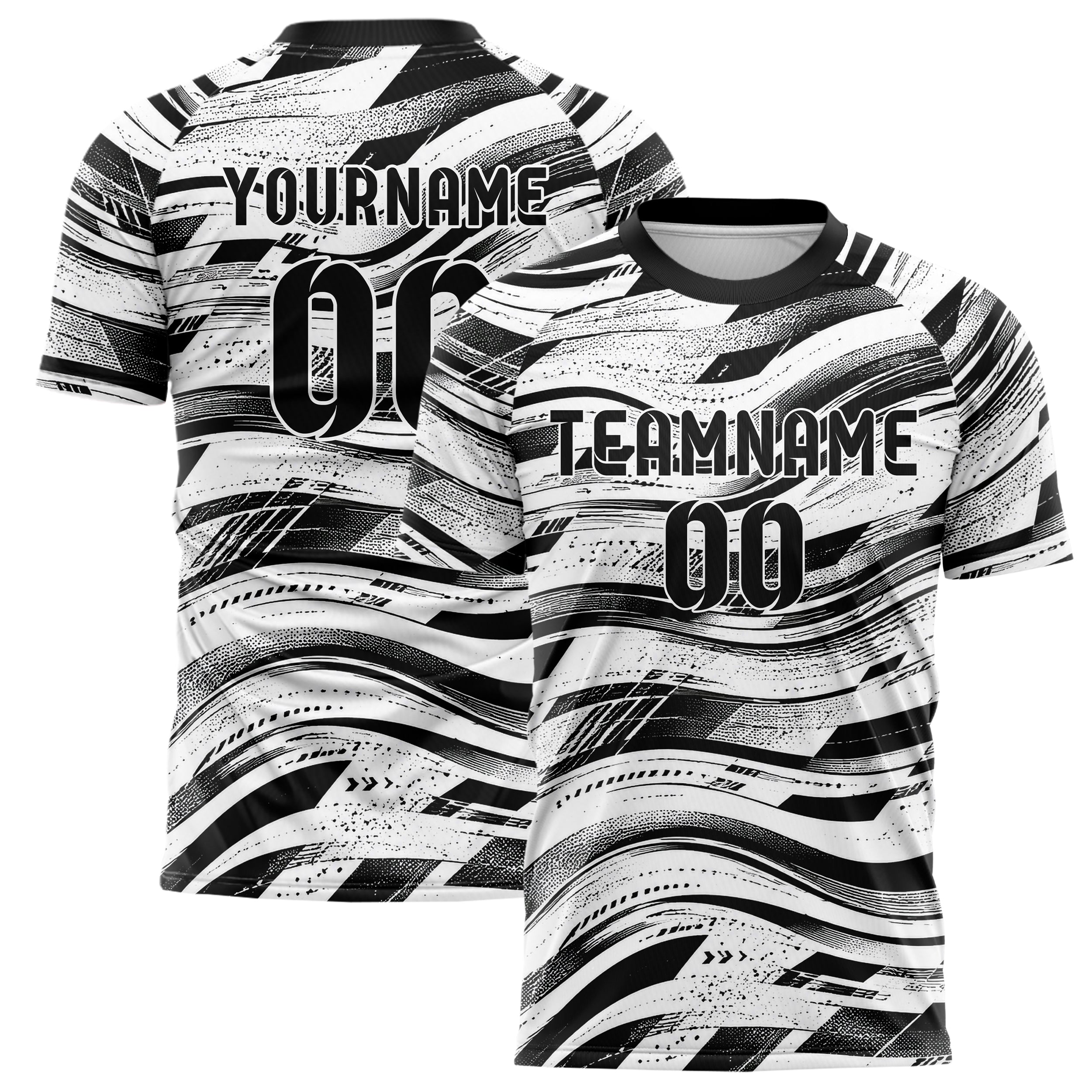 Weiss klassisches abstrakte Linien wavy Parallel Curves Design 12-0526 individuelles Fußballtrikot main