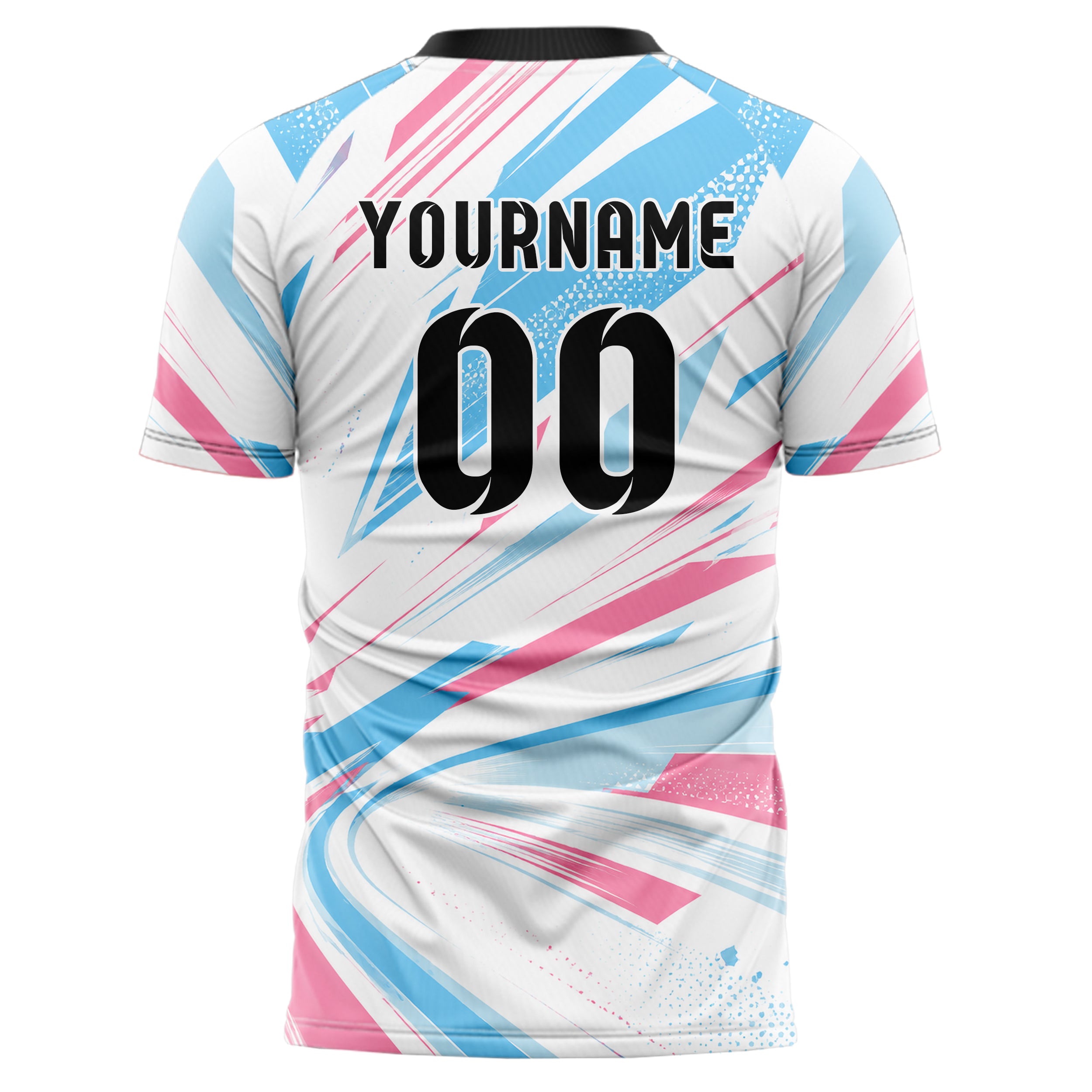 Weiss lebendiges abstrakte Linien asymmetrische Vector Panels Design 12-0561 individuelles Fußballtrikot back
