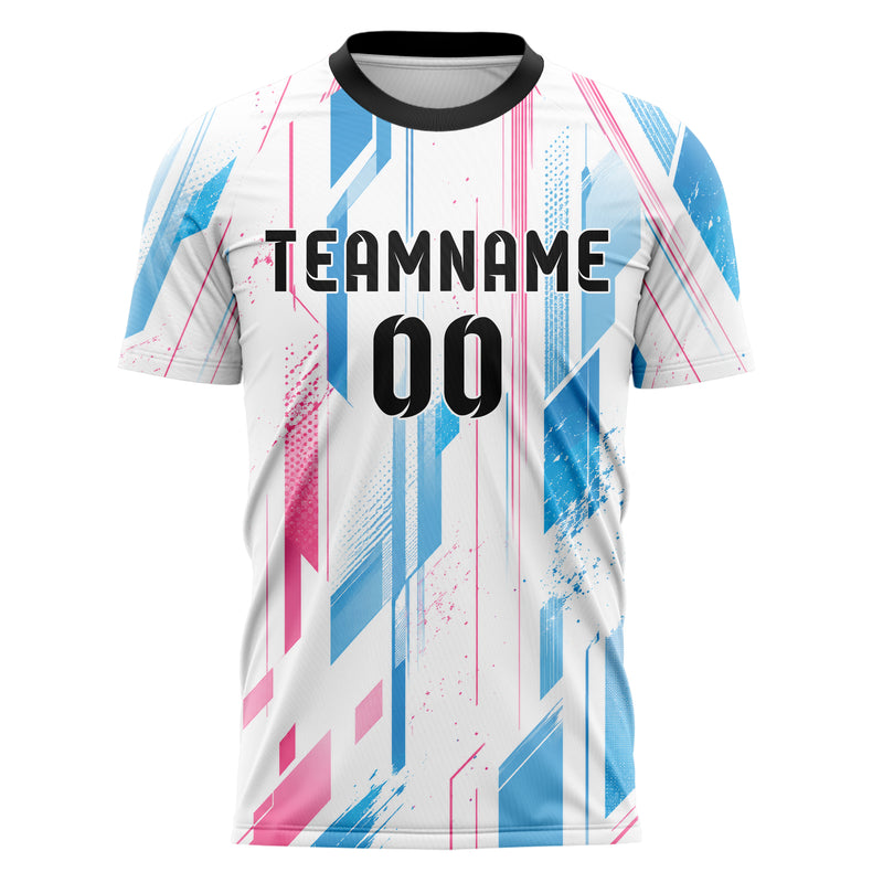 Weiss lebendiges abstrakte Linien diagonale Streamlines Design 12-0027 individuelles Fußballtrikot front