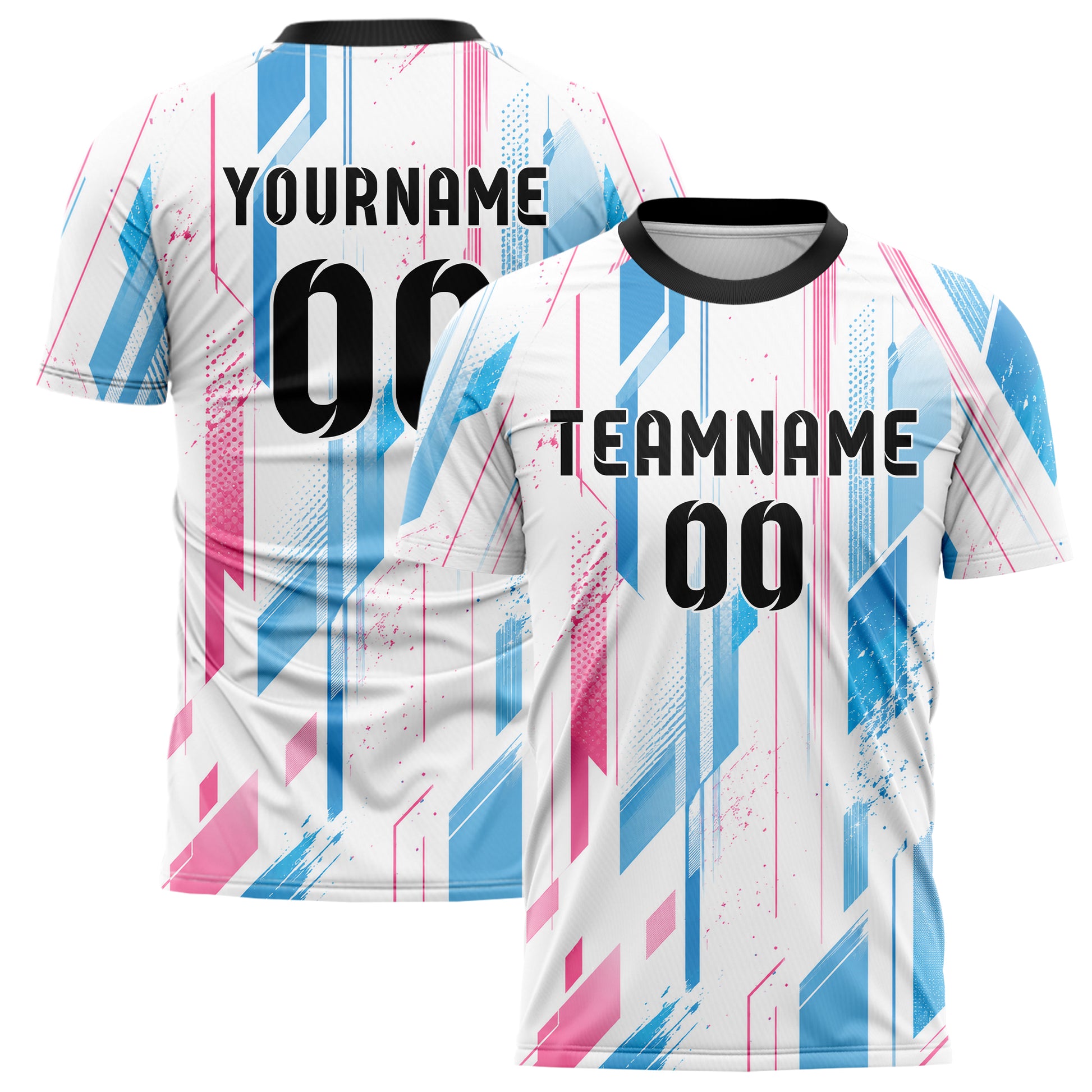 Weiss lebendiges abstrakte Linien diagonale Streamlines Design 12-0027 individuelles Fußballtrikot main